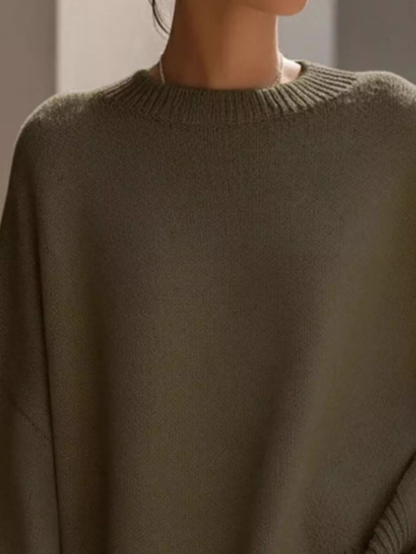 Oversized Batwing Sleeve Round Neck Sweater  Shop One Place