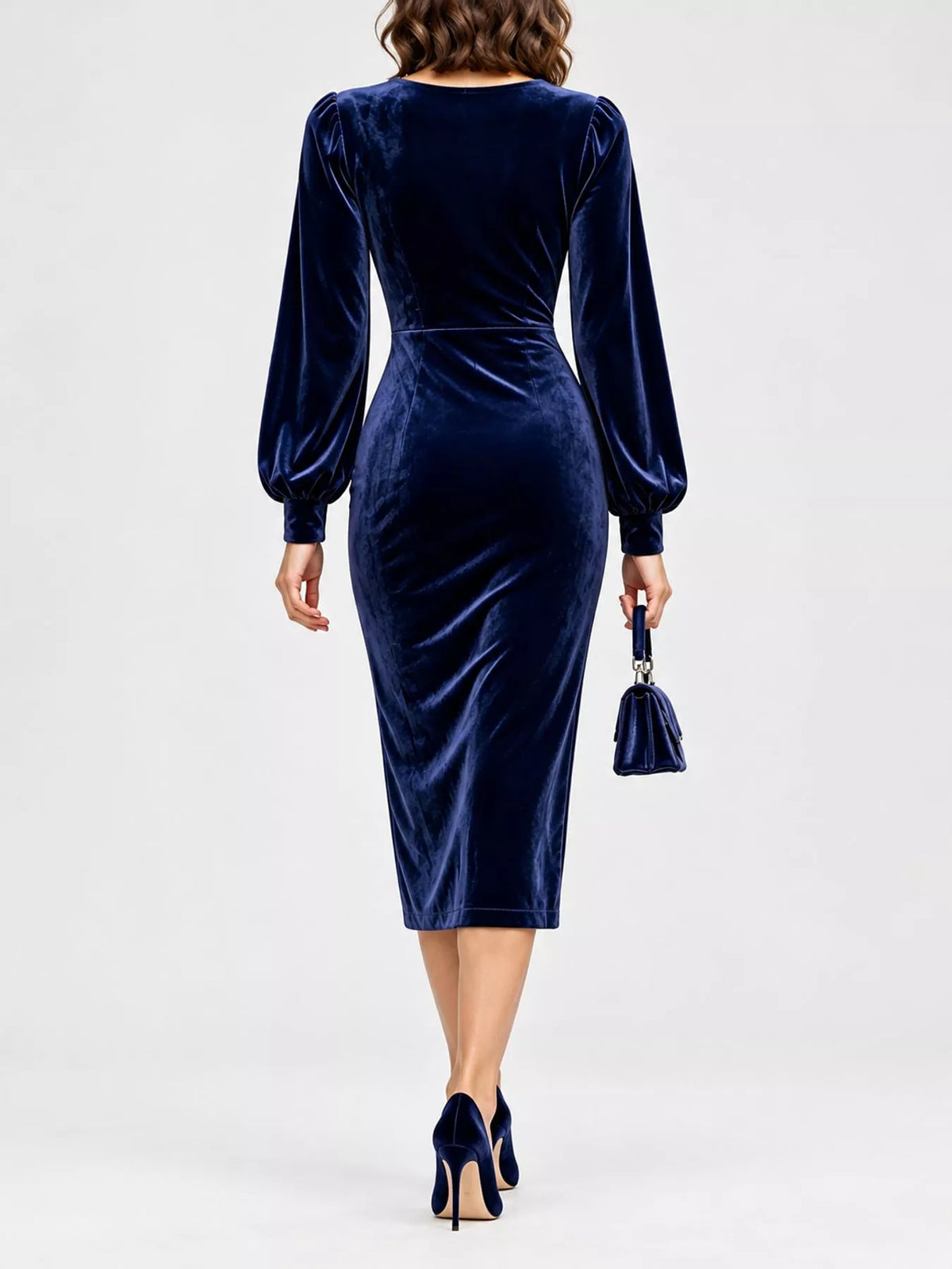Women's Velvet Long Sleeve Wrap Dress – view 11