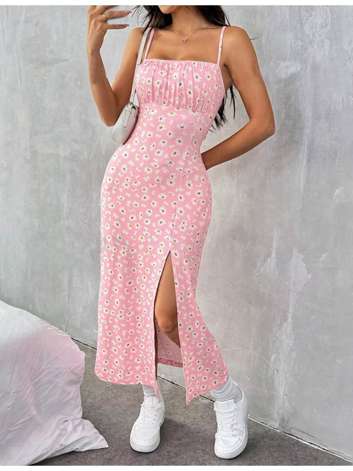 Slit Spaghetti Strap Midi Dress  Shop One Place