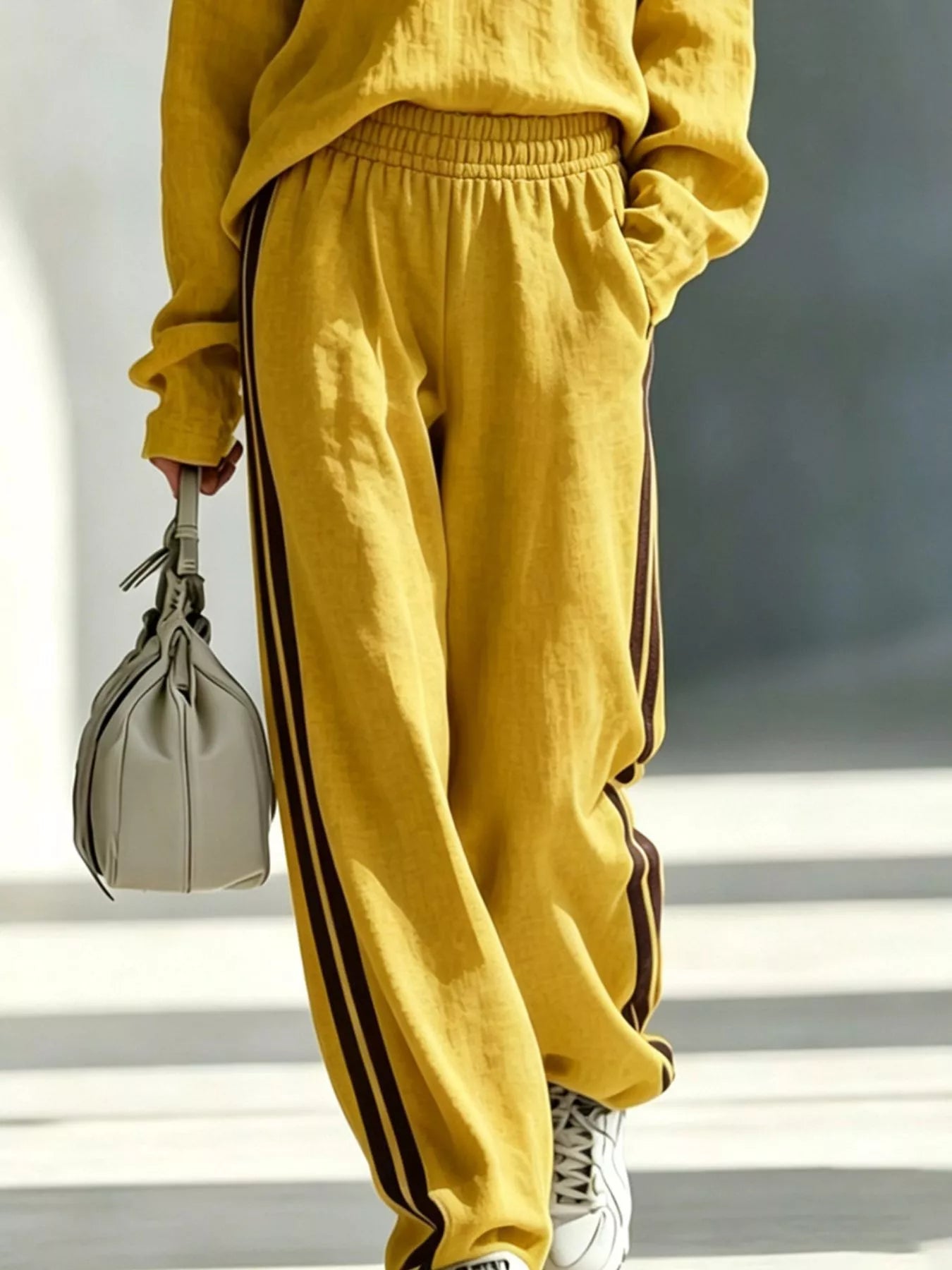 Long Sleeve Top and Side-Striped Joggers Set  Shop One Place