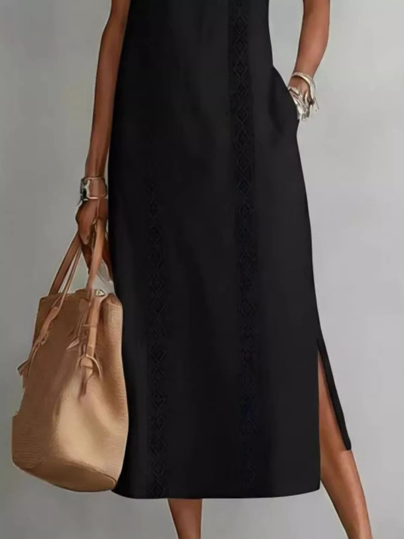 Full Size Side Slit Sleeveless Midi Dress Plus Size  Shop One Place