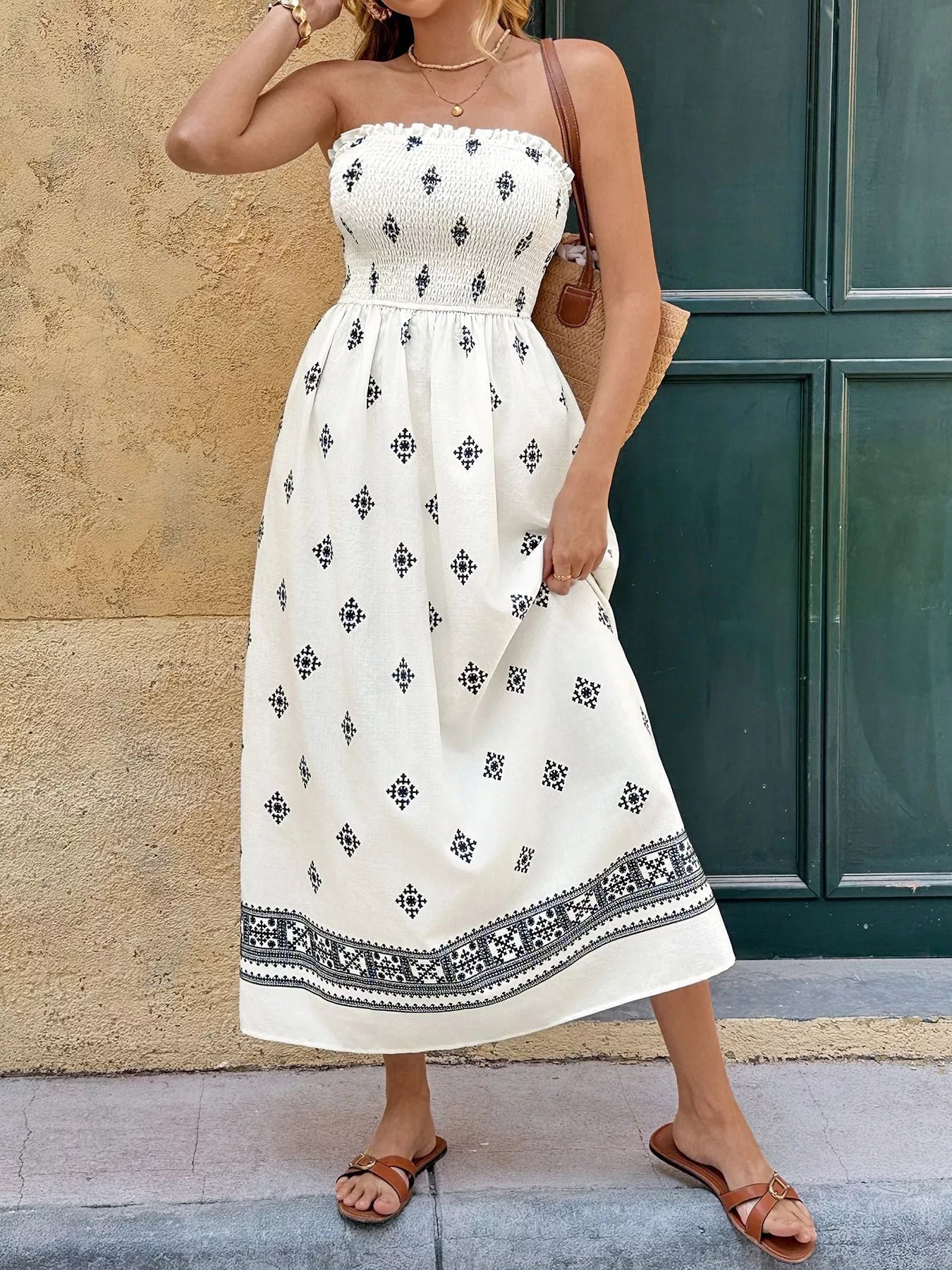 Smocked Tube Midi Dress  Shop One Place