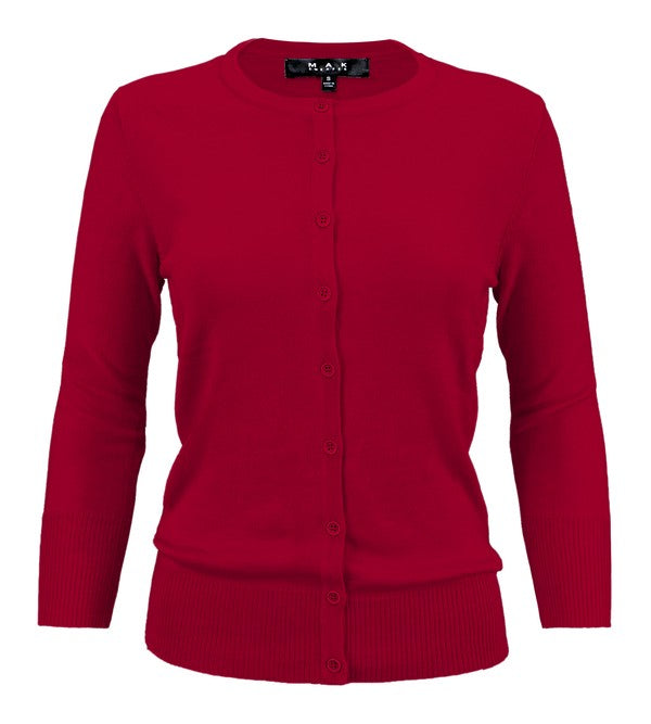 Crewneck Button Down Knit Cardigan Sweater  Shop One Place