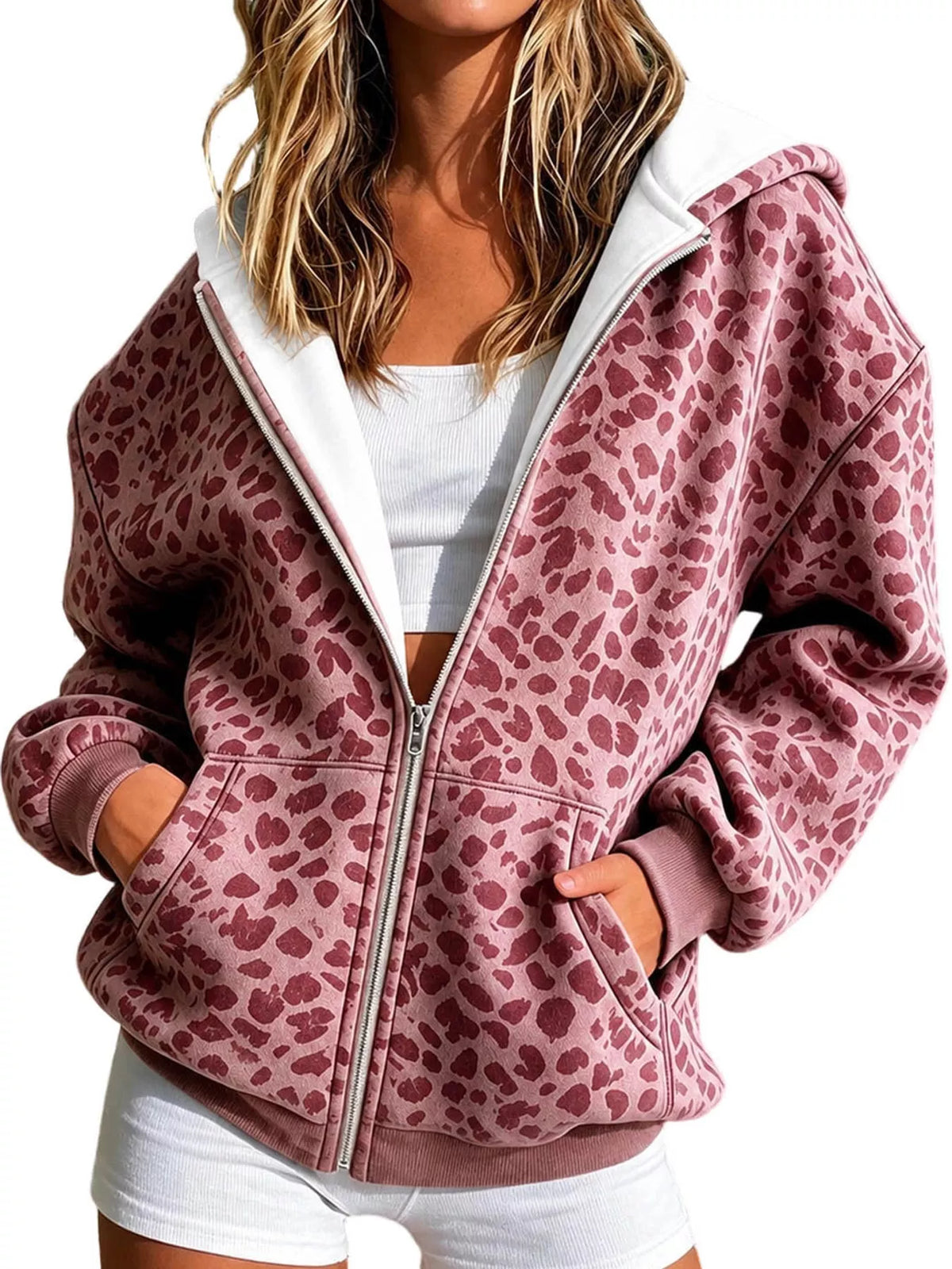 Women's Leopard Print Zip-Up Hoodie – view 11