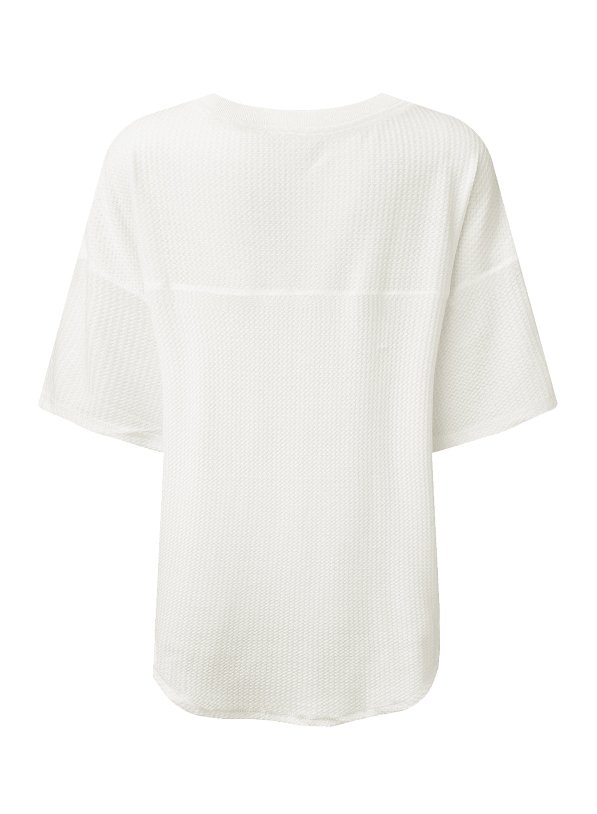 Black Waffle Texture V Neck Drop Shoulder Loose Tee  Shop One Place