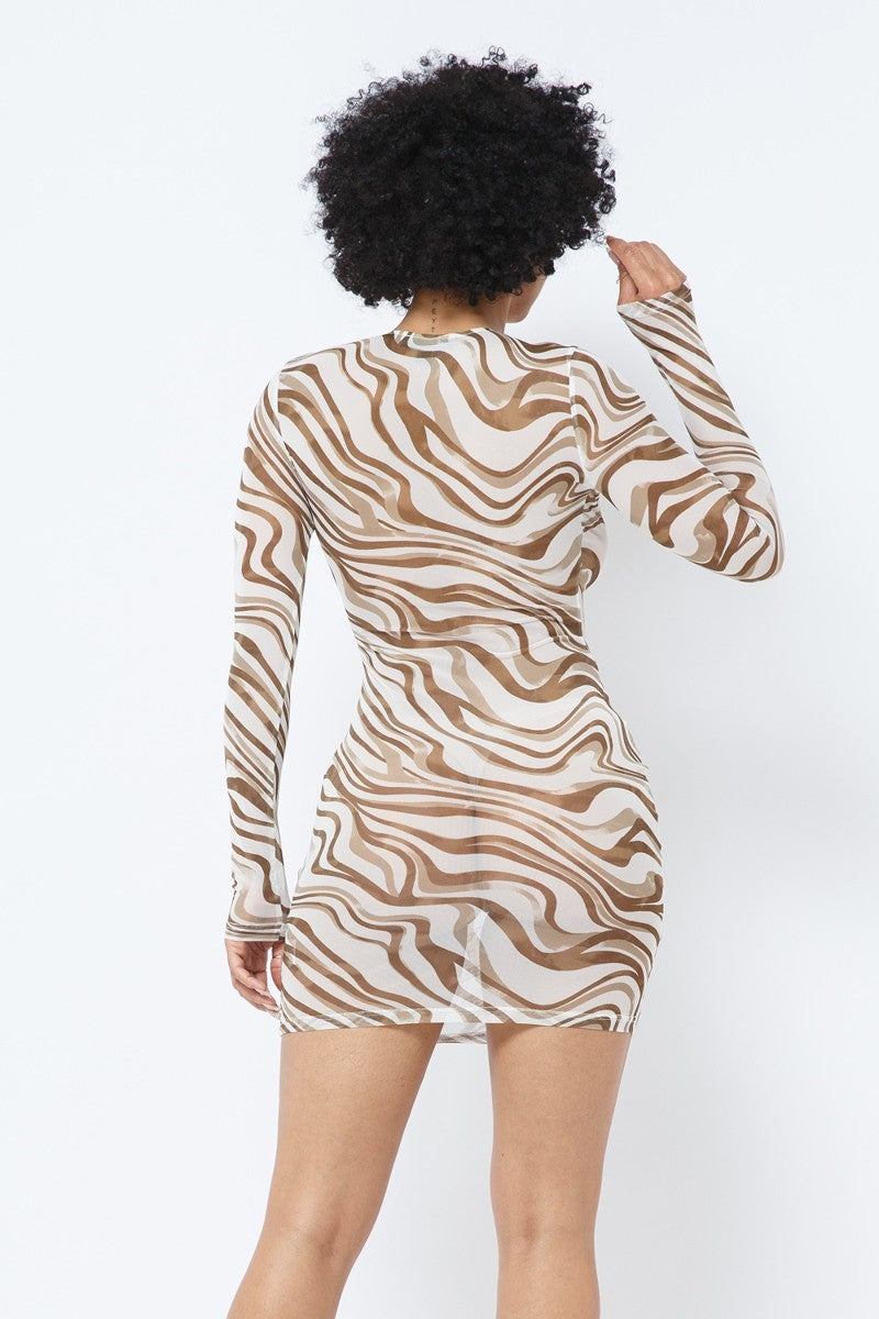 Printed Mesh Dress  Shop One Place