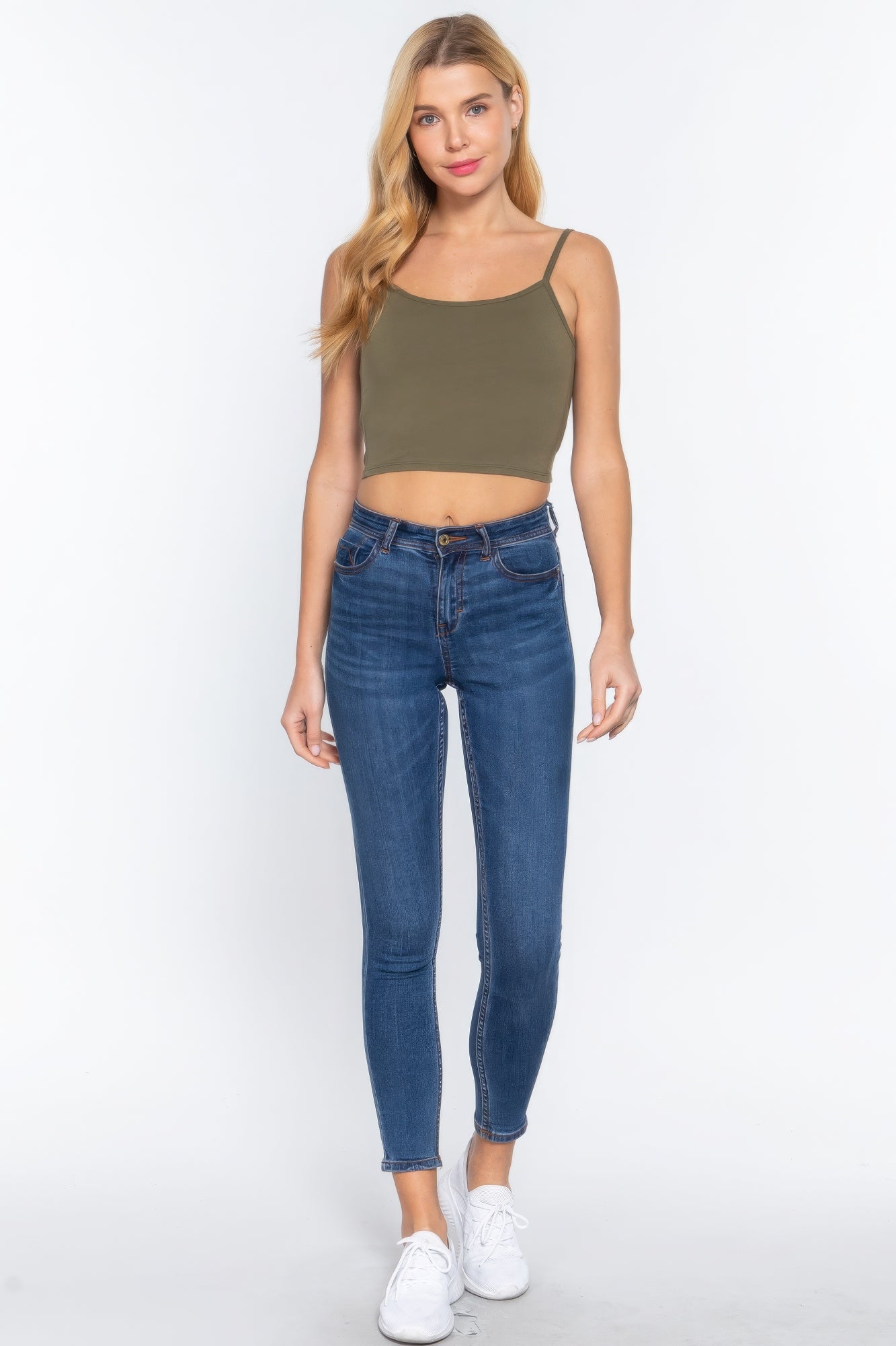 Round Neck W/removable Bra Cup Cotton Spandex Bra Top  Shop One Place