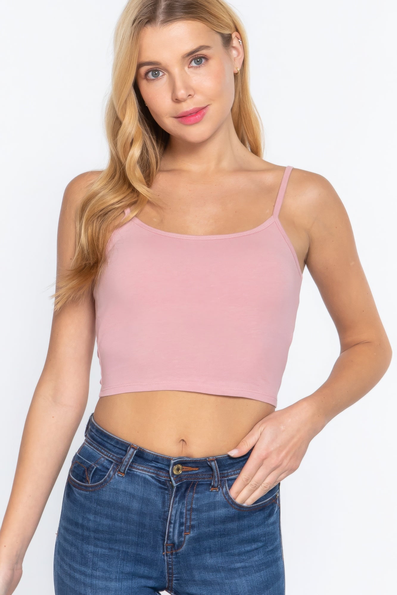 Round Neck W/removable Bra Cup Cotton Spandex Bra Top  Shop One Place