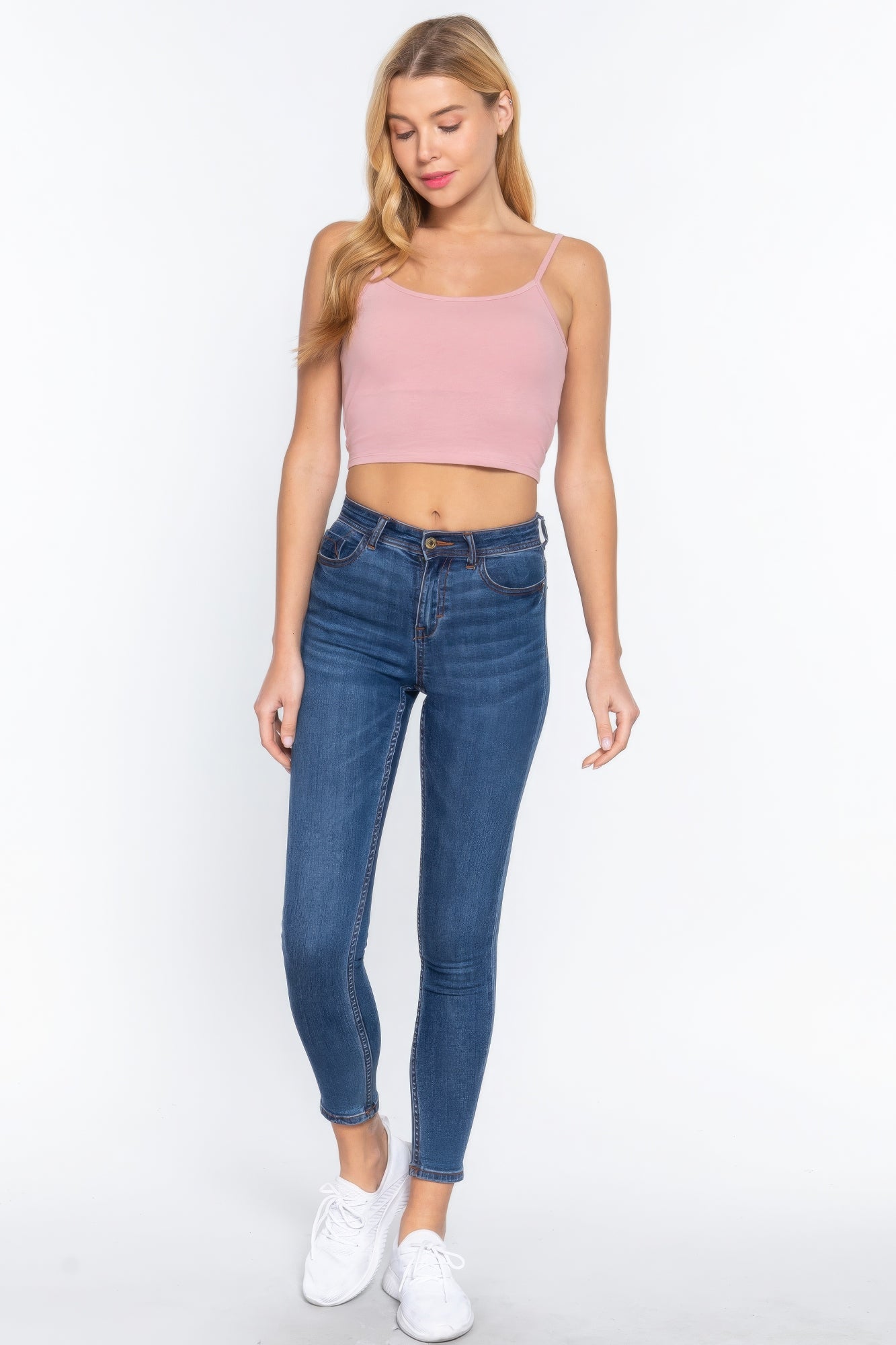 Round Neck W/removable Bra Cup Cotton Spandex Bra Top  Shop One Place