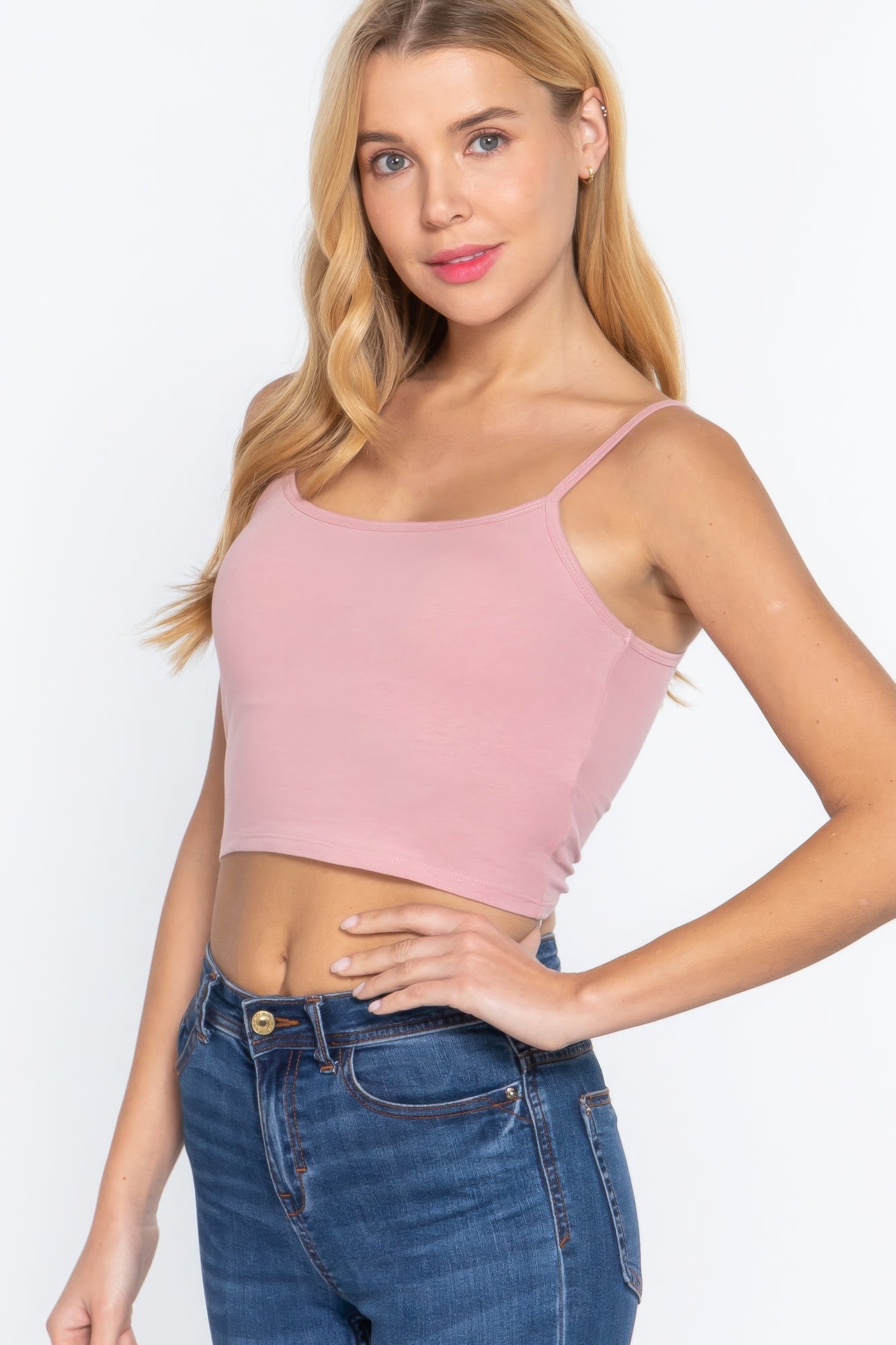 Round Neck W/removable Bra Cup Cotton Spandex Bra Top  Shop One Place