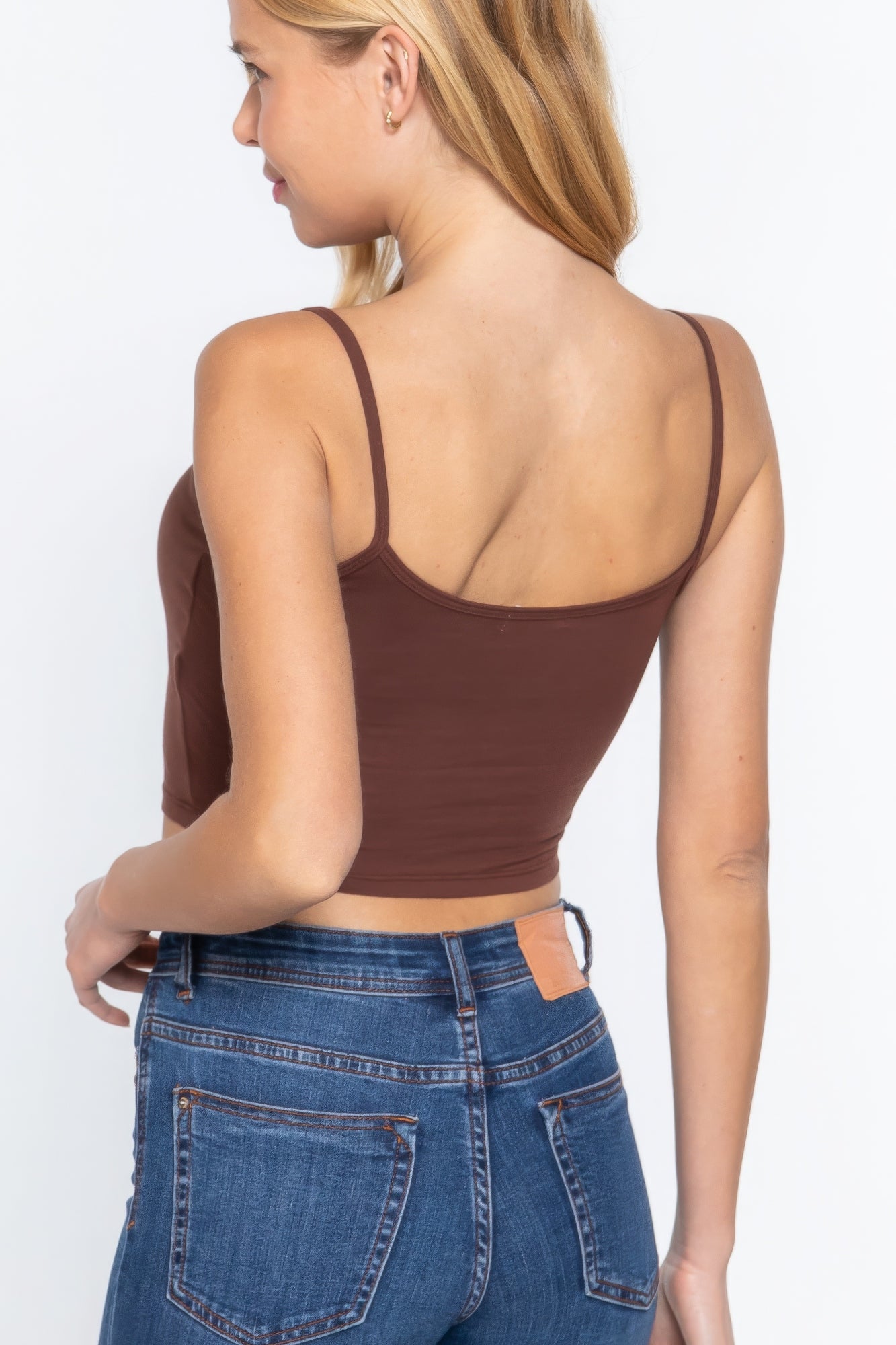 Round Neck W/removable Bra Cup Cotton Spandex Bra Top  Shop One Place