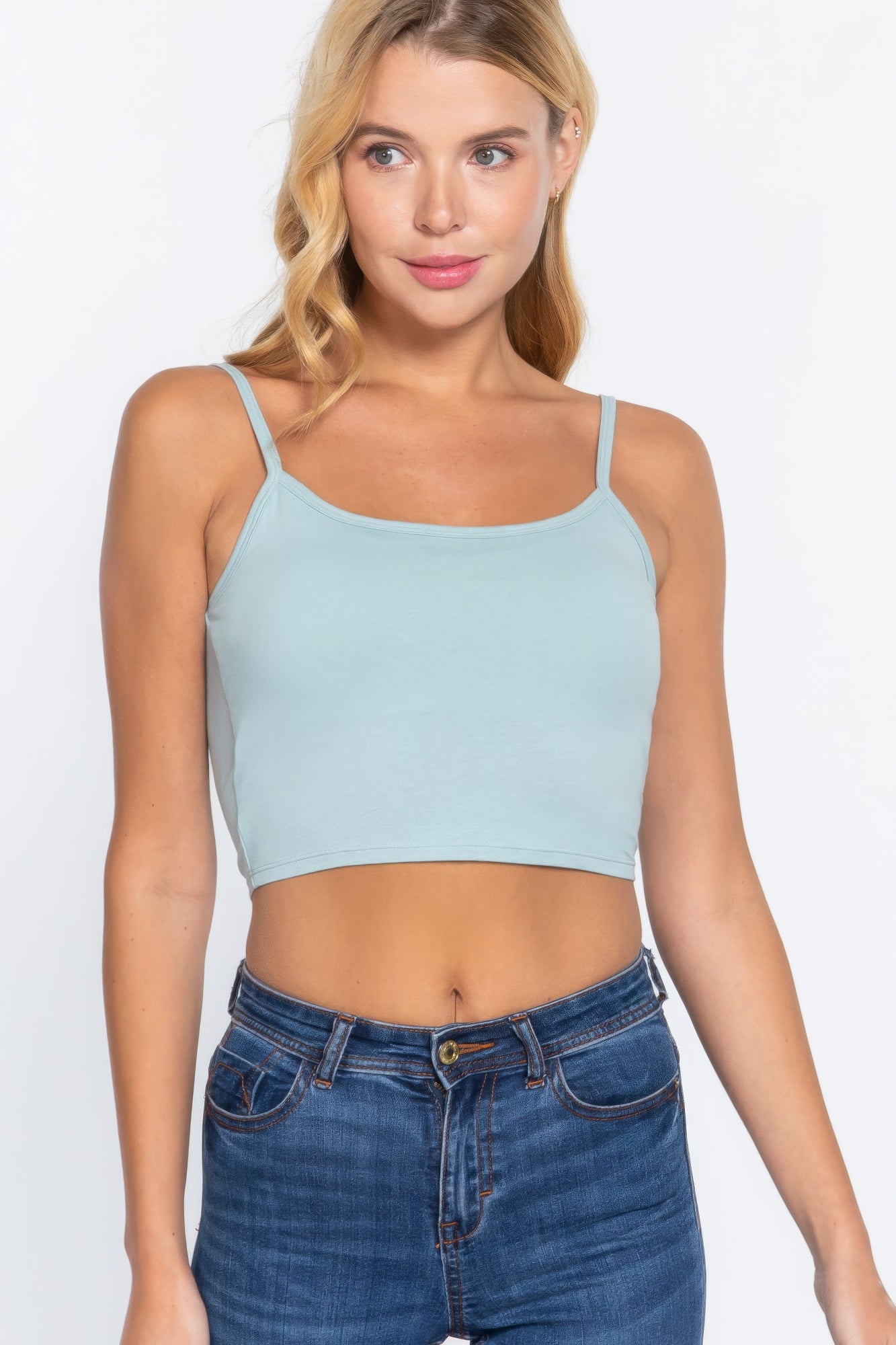 Round Neck W/removable Bra Cup Cotton Spandex Bra Top  Shop One Place