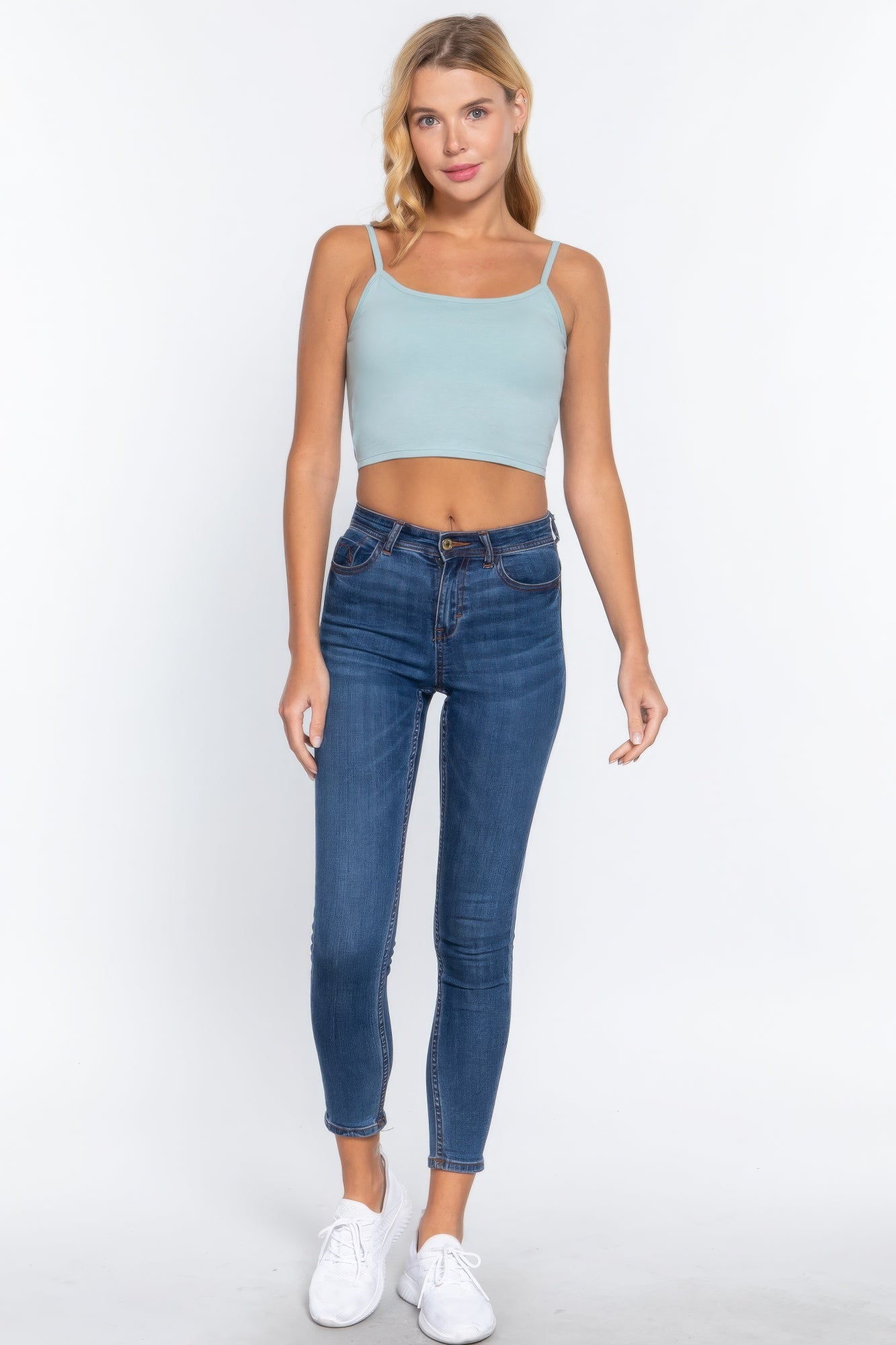 Round Neck W/removable Bra Cup Cotton Spandex Bra Top  Shop One Place