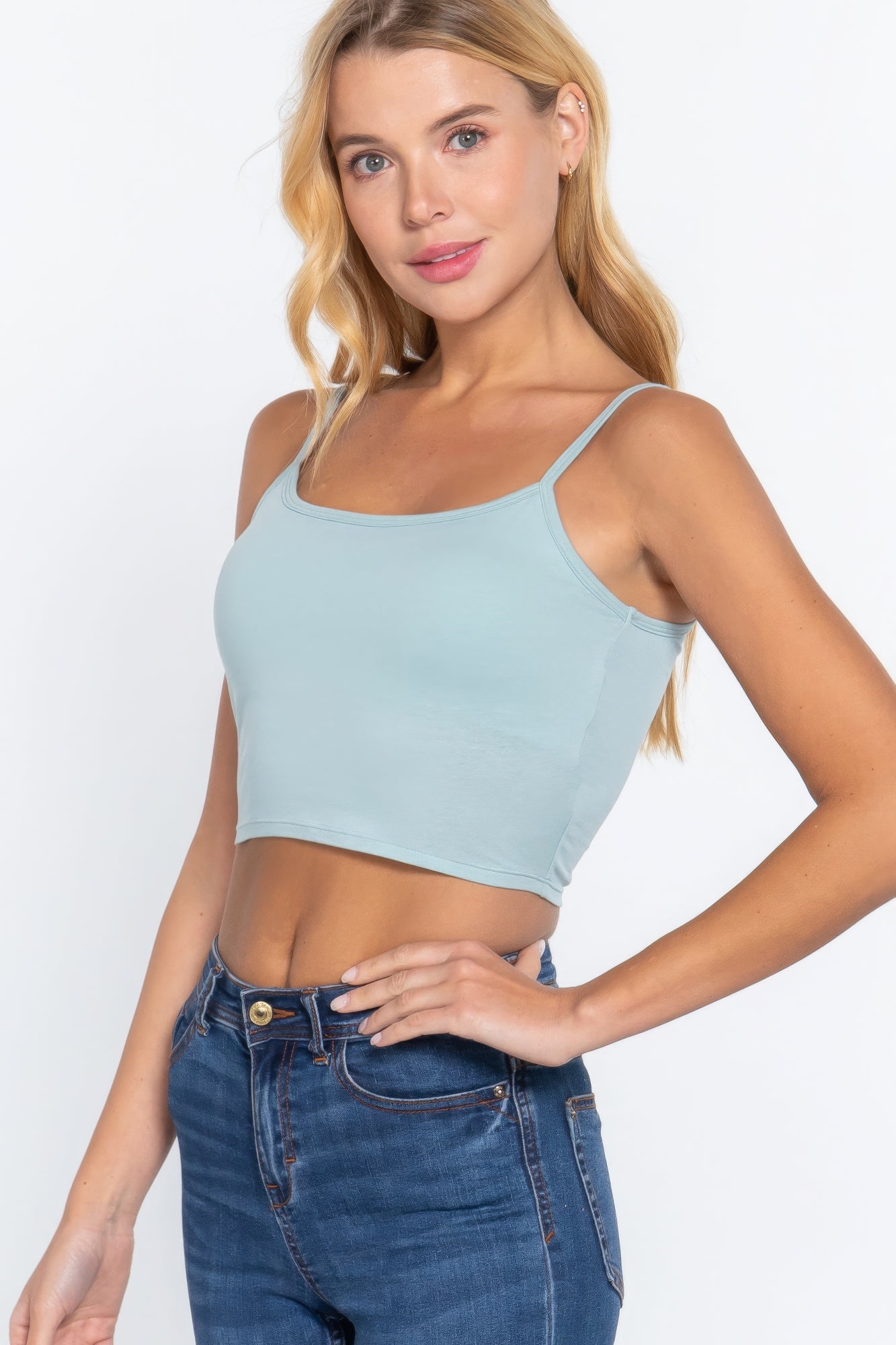 Round Neck W/removable Bra Cup Cotton Spandex Bra Top  Shop One Place