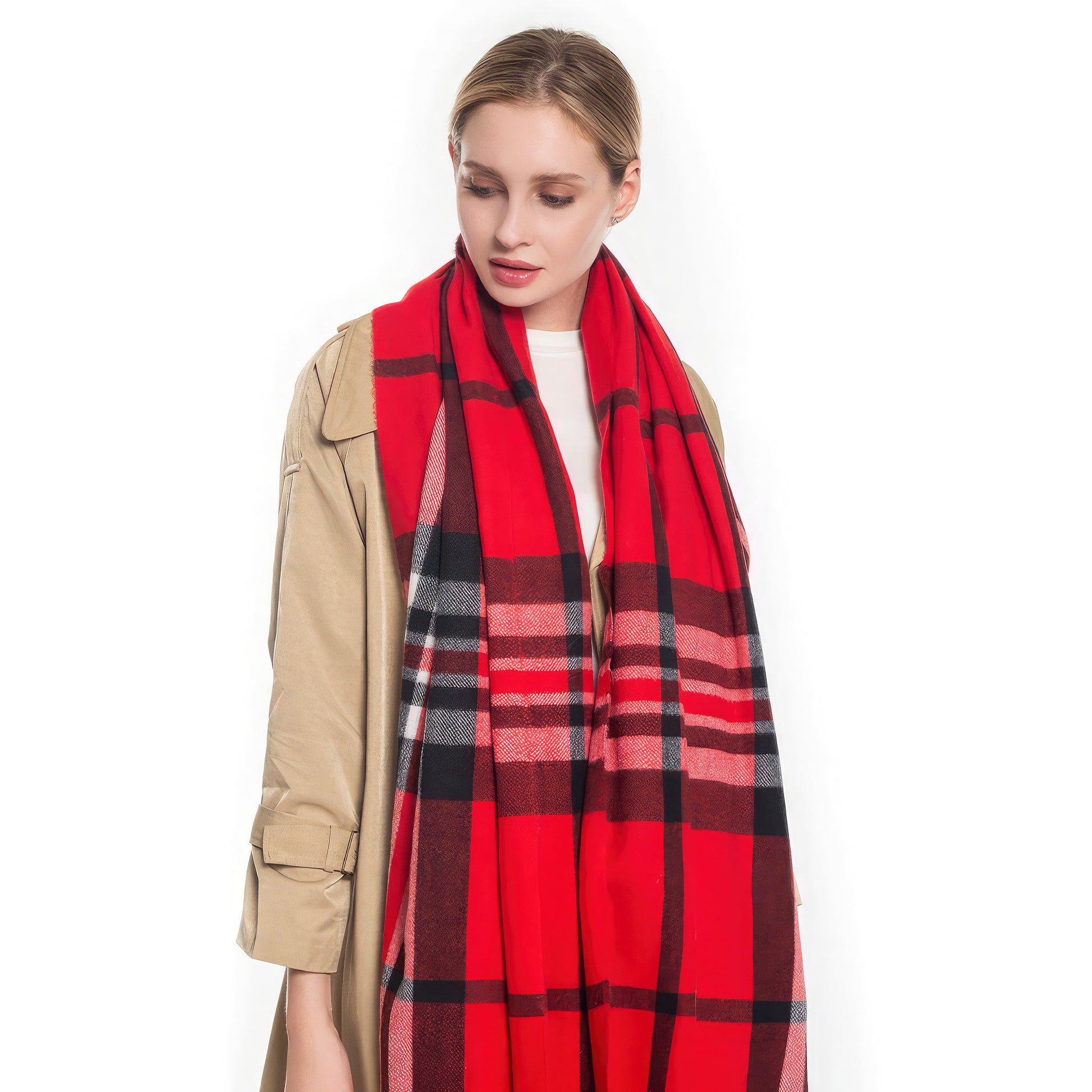 Fashion Check Tassel Oblong Scarf  Shop One Place