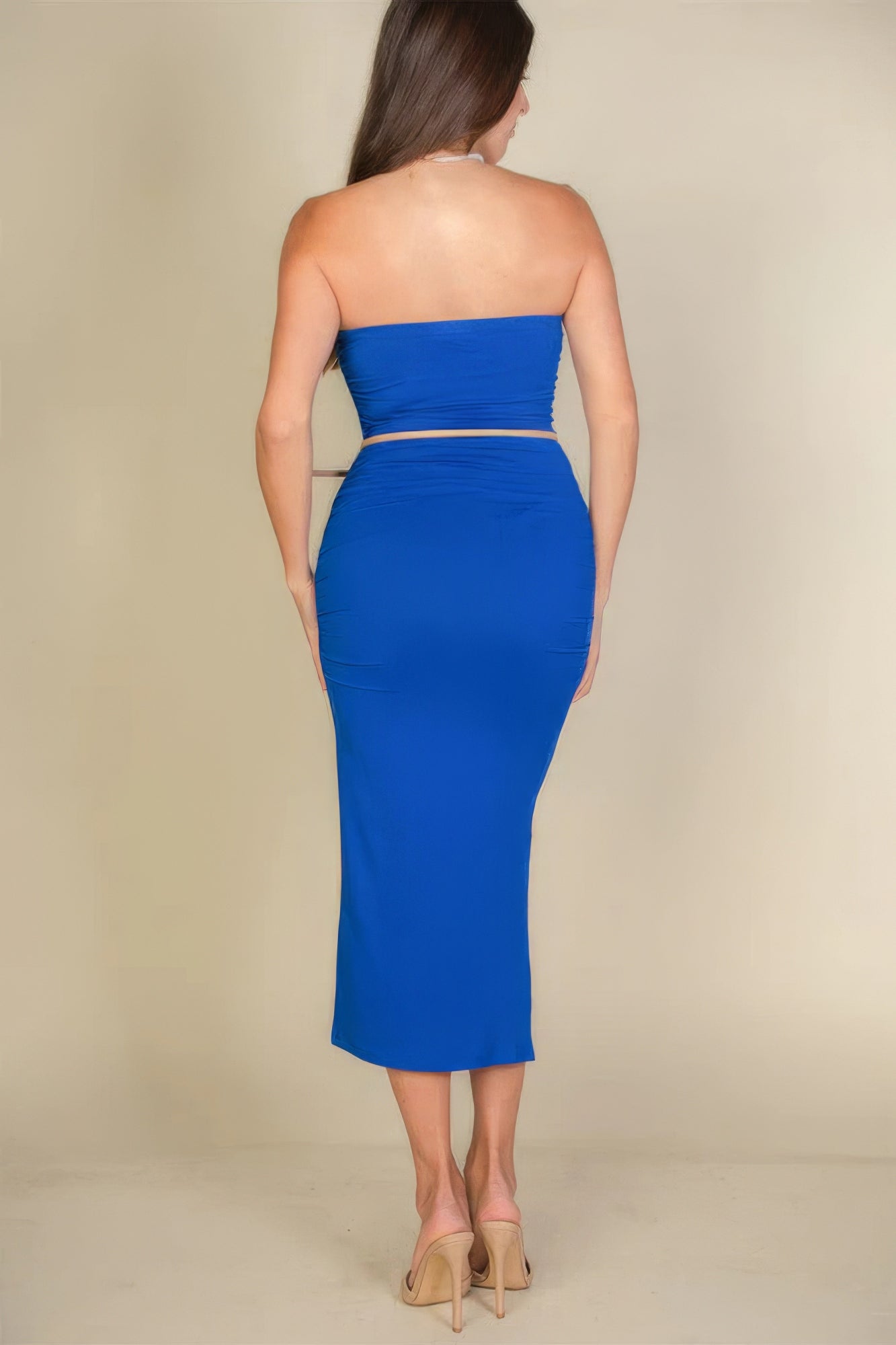 Royal Split Hem Bodycon Tube Dress