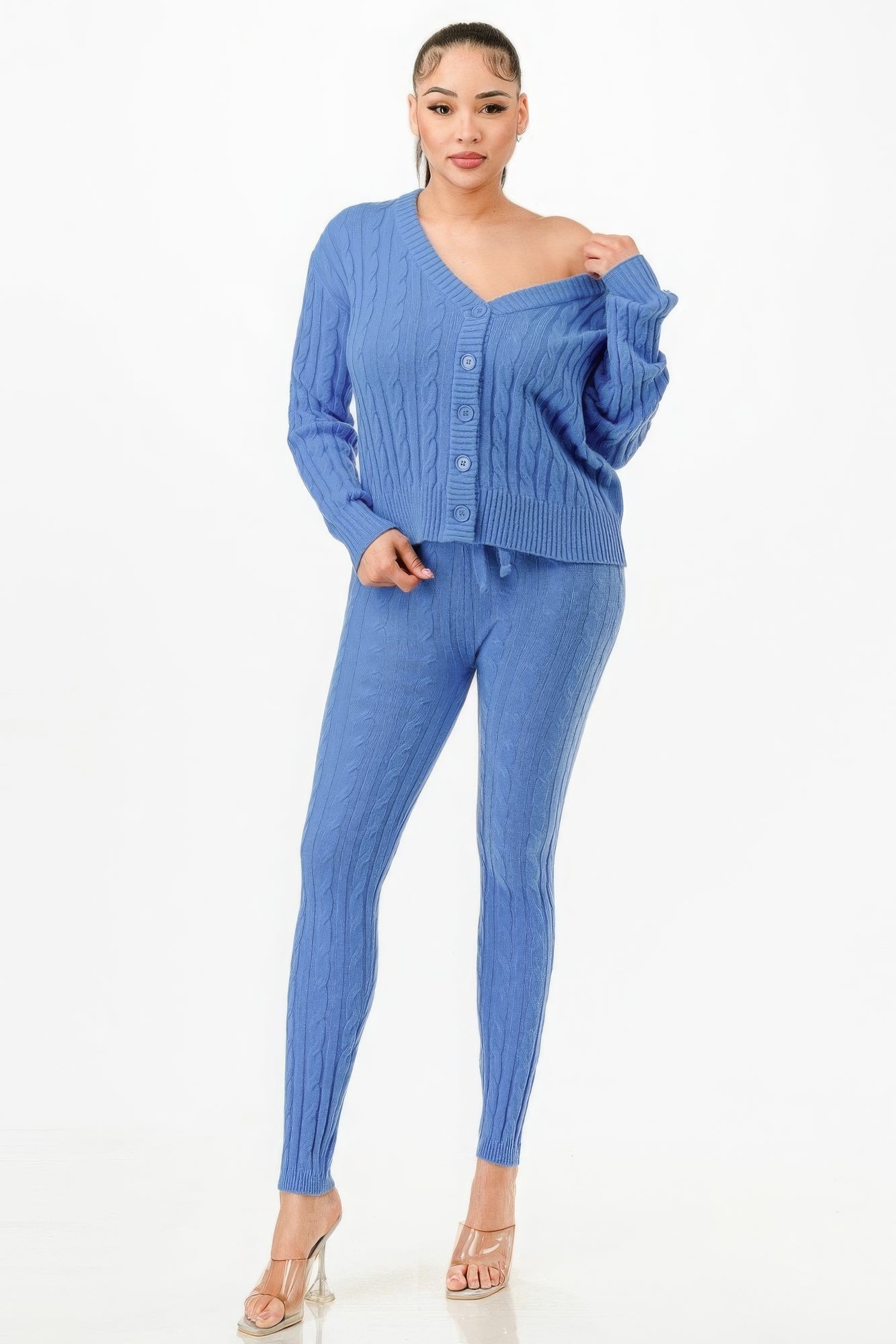 Cable Sweater Cardigan 2pc Set  Shop One Place