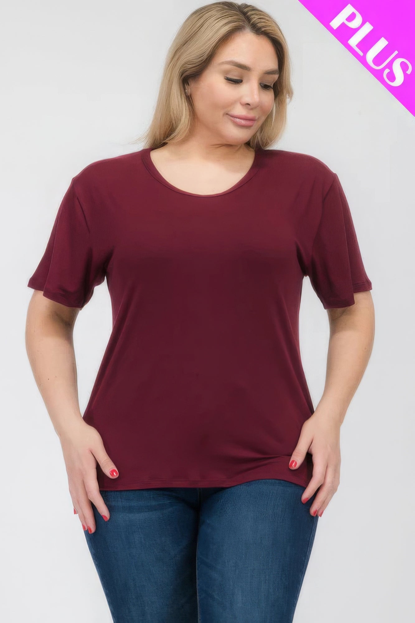 Plus Size Basic Short Sleeve T-shirt  Shop One Place