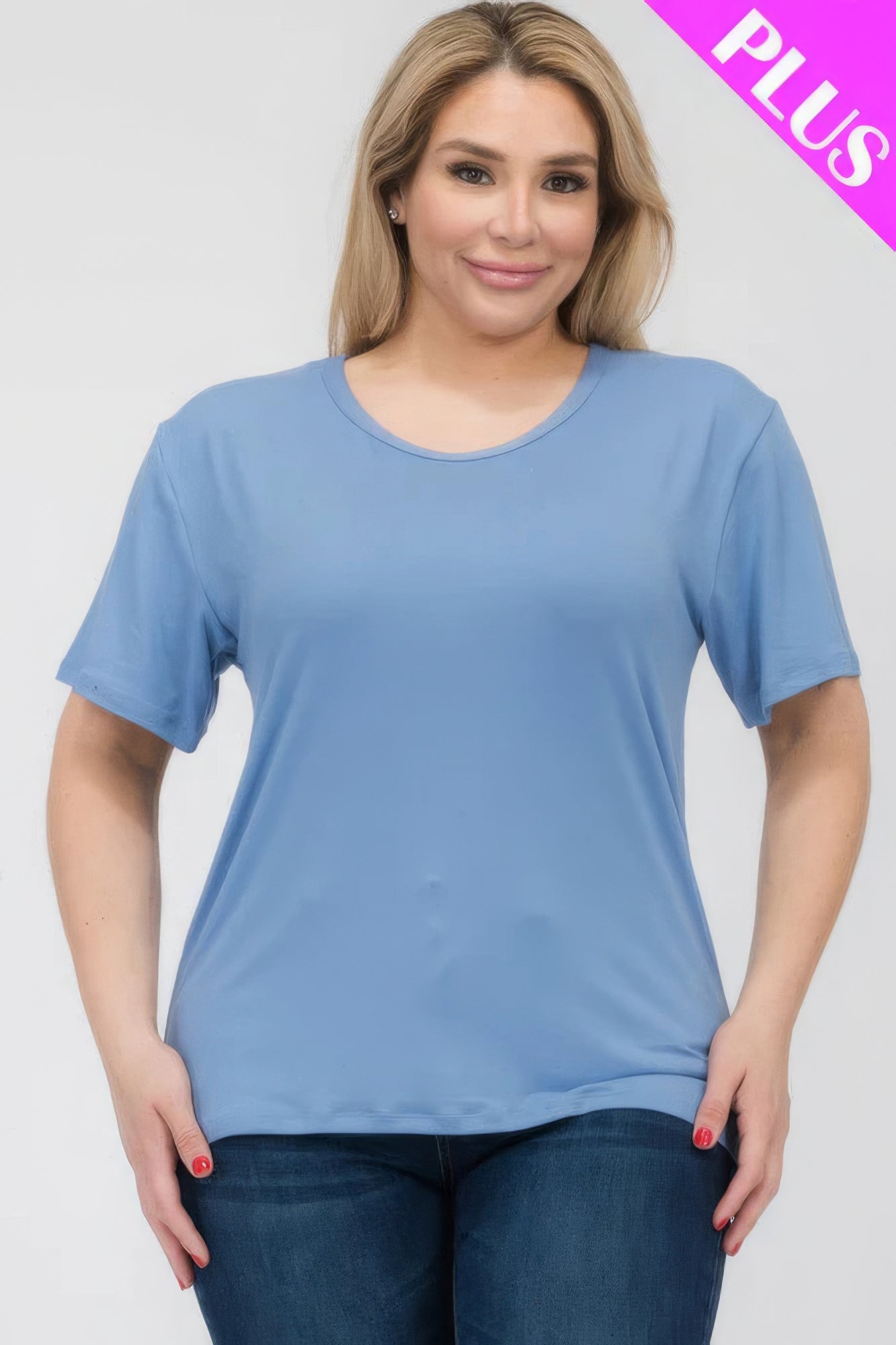 Plus Size Basic Short Sleeve T-shirt  Shop One Place