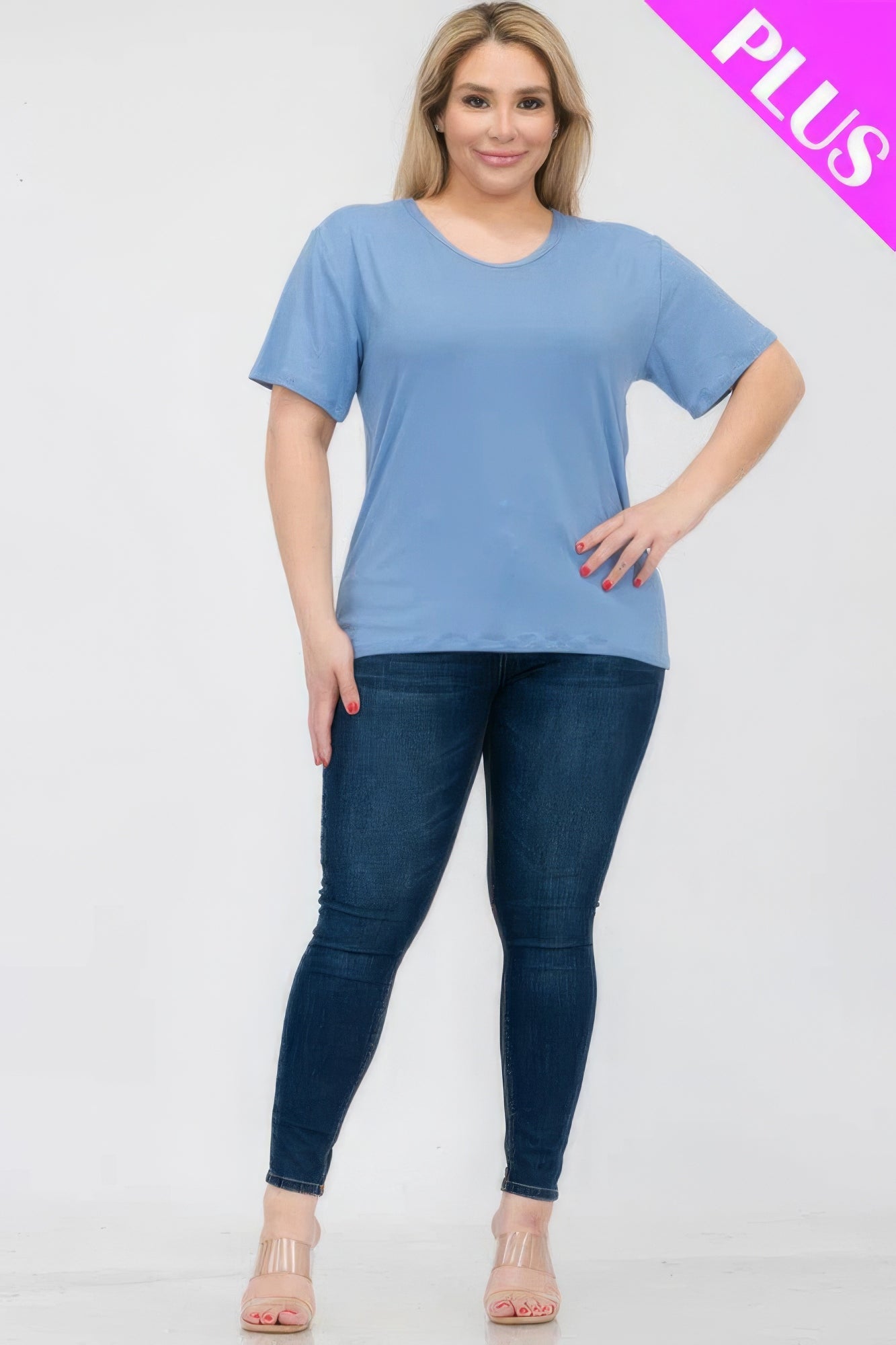 Plus Size Basic Short Sleeve T-shirt  Shop One Place
