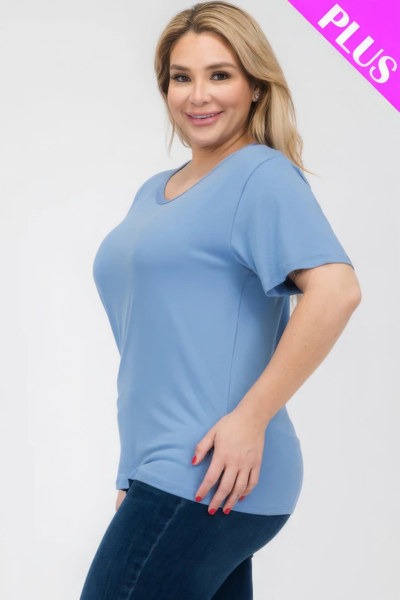 Plus Size Basic Short Sleeve T-shirt  Shop One Place