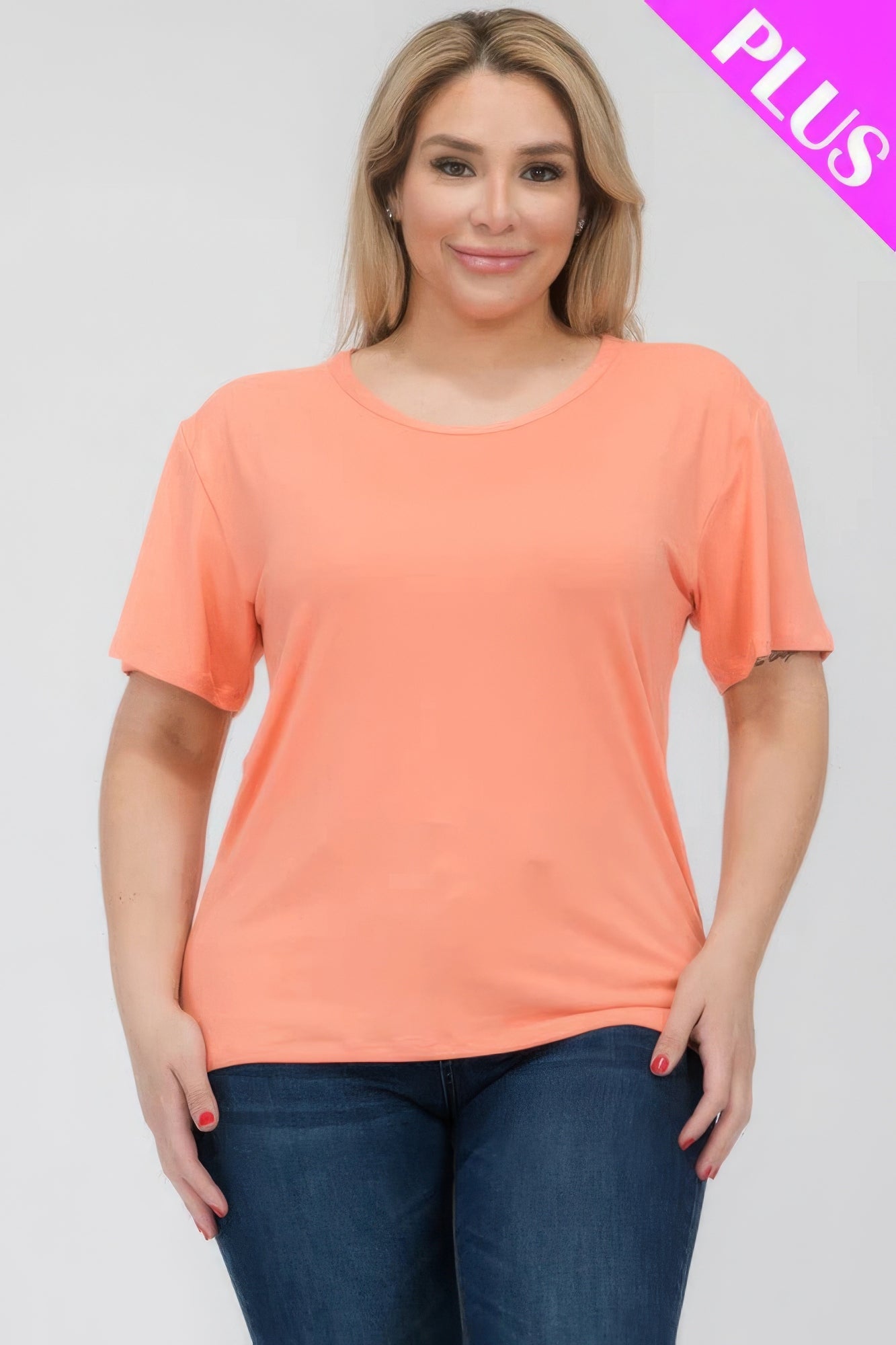 Plus Size Basic Short Sleeve T-shirt  Shop One Place