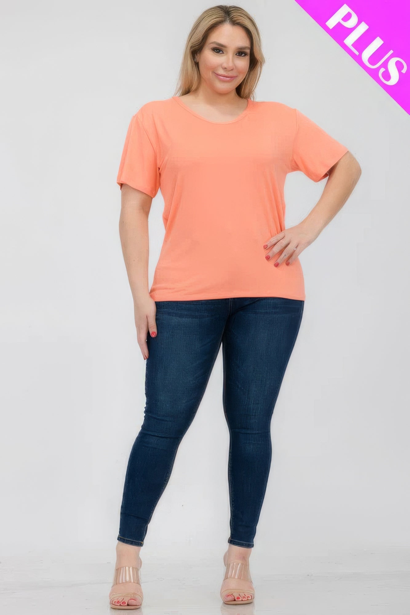 Plus Size Basic Short Sleeve T-shirt  Shop One Place