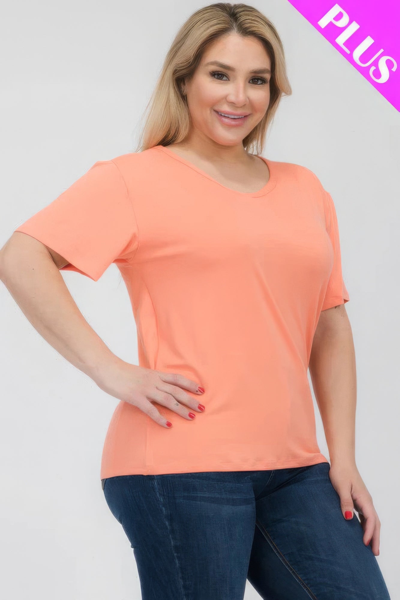 Plus Size Basic Short Sleeve T-shirt  Shop One Place