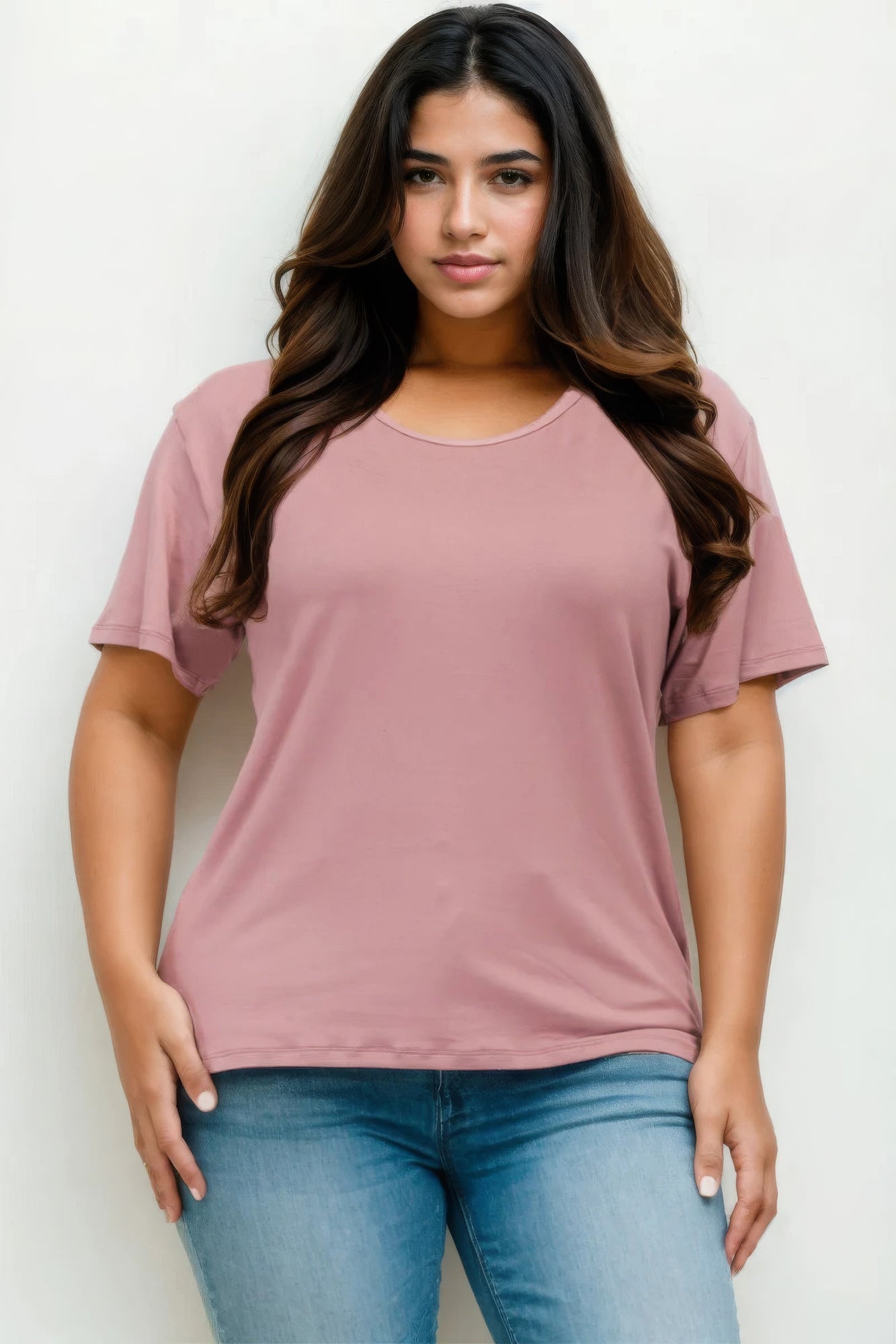 Plus Size Basic Short Sleeve T-shirt  Shop One Place