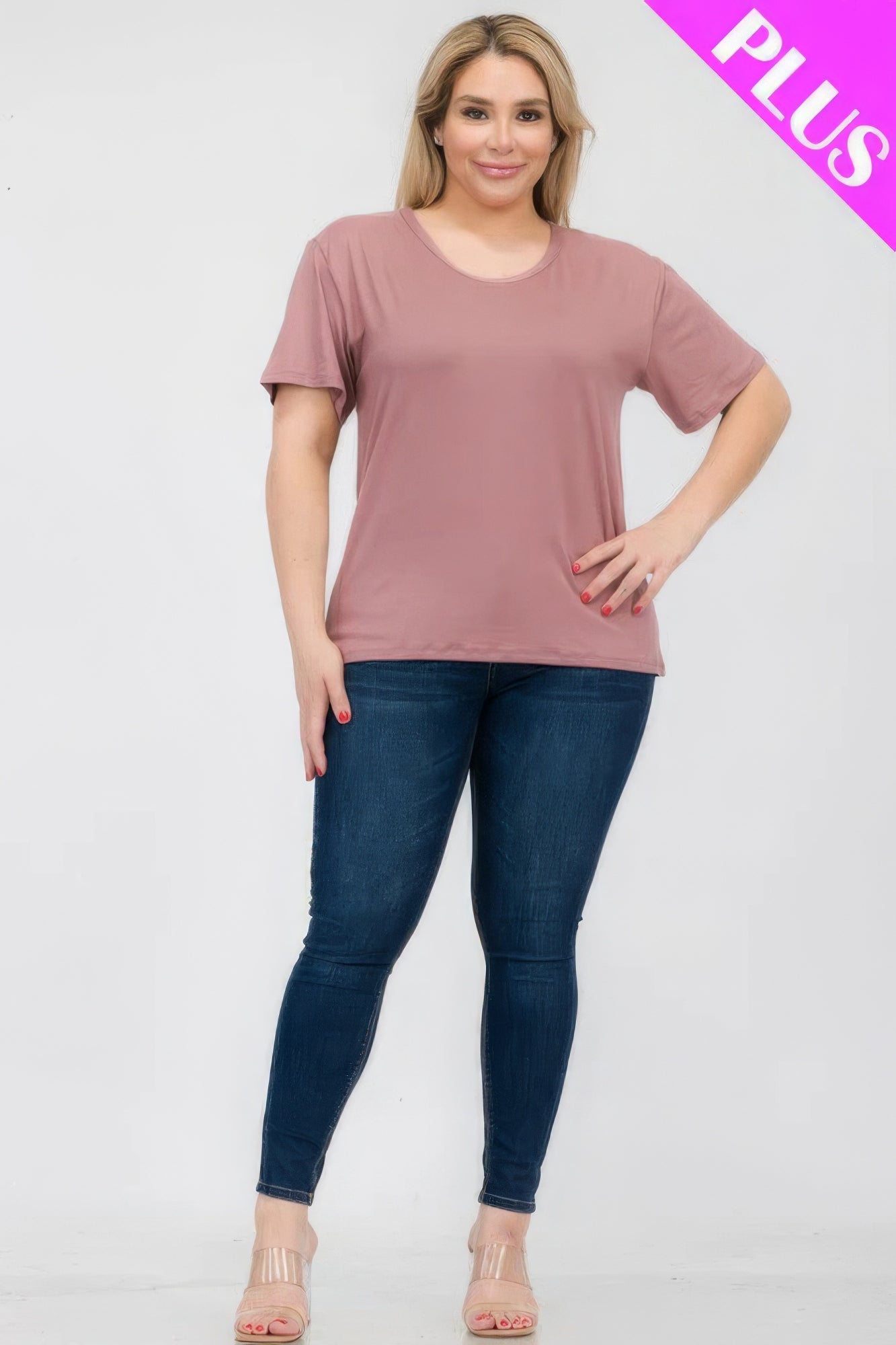 Plus Size Basic Short Sleeve T-shirt  Shop One Place