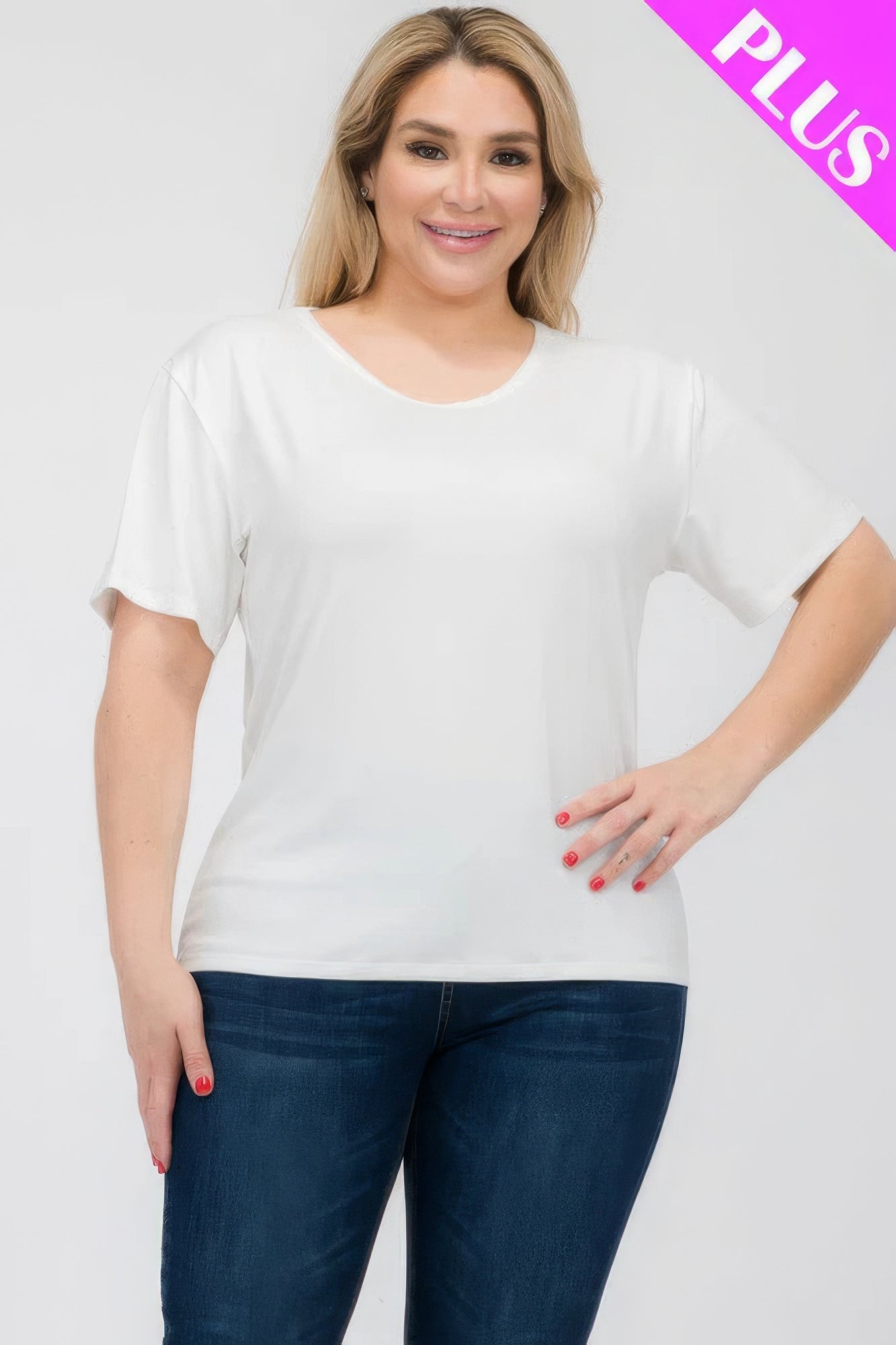 Plus Size Basic Short Sleeve T-shirt  Shop One Place