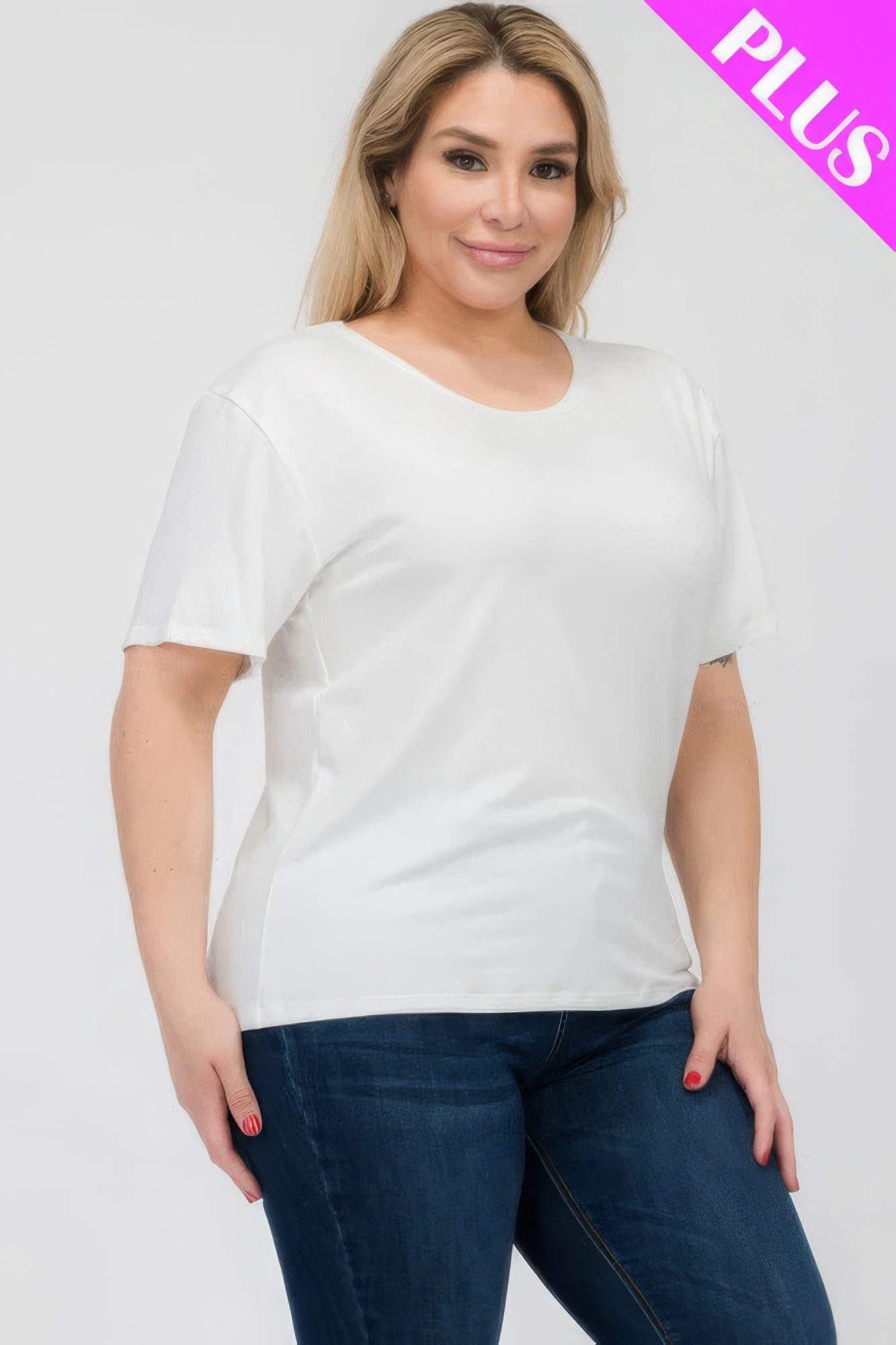 Plus Size Basic Short Sleeve T-shirt  Shop One Place