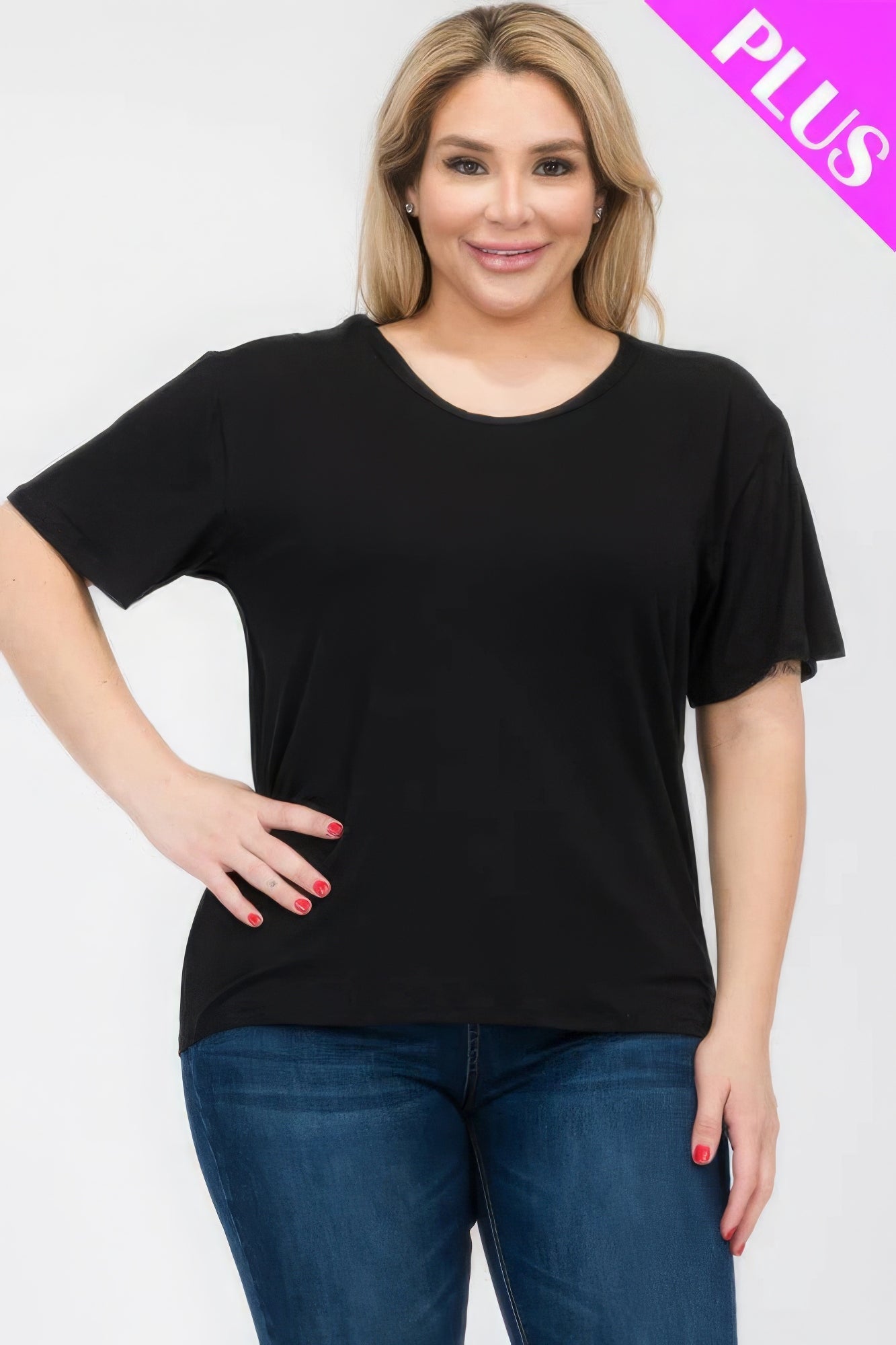 Plus Size Basic Short Sleeve T-shirt  Shop One Place