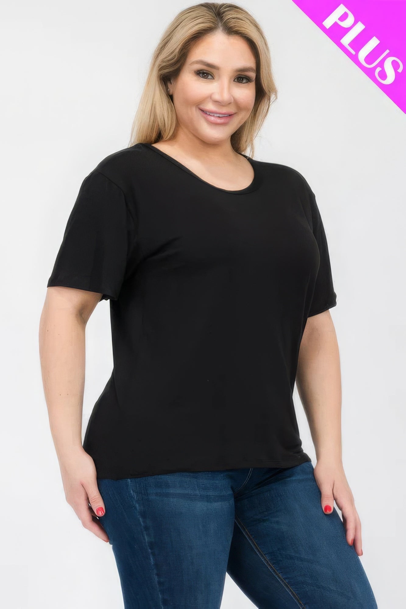 Plus Size Basic Short Sleeve T-shirt  Shop One Place