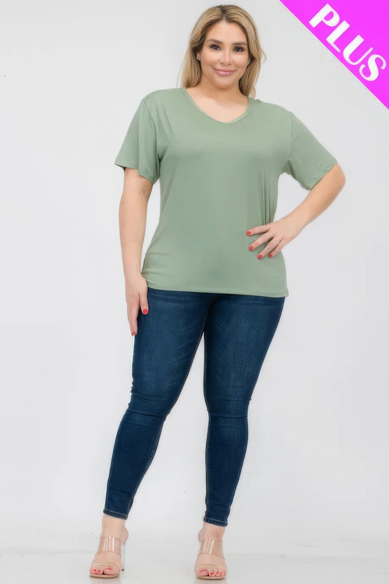 Plus Size Basic Short Sleeve T-shirt  Shop One Place