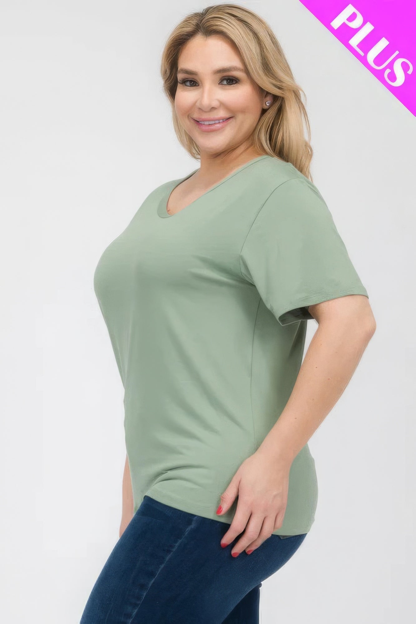 Plus Size Basic Short Sleeve T-shirt  Shop One Place