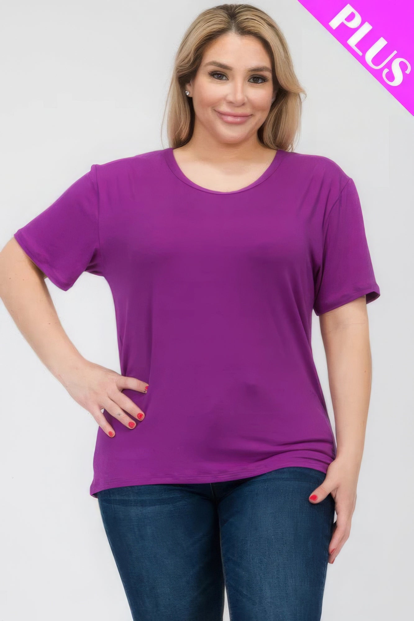 Plus Size Basic Short Sleeve T-shirt  Shop One Place