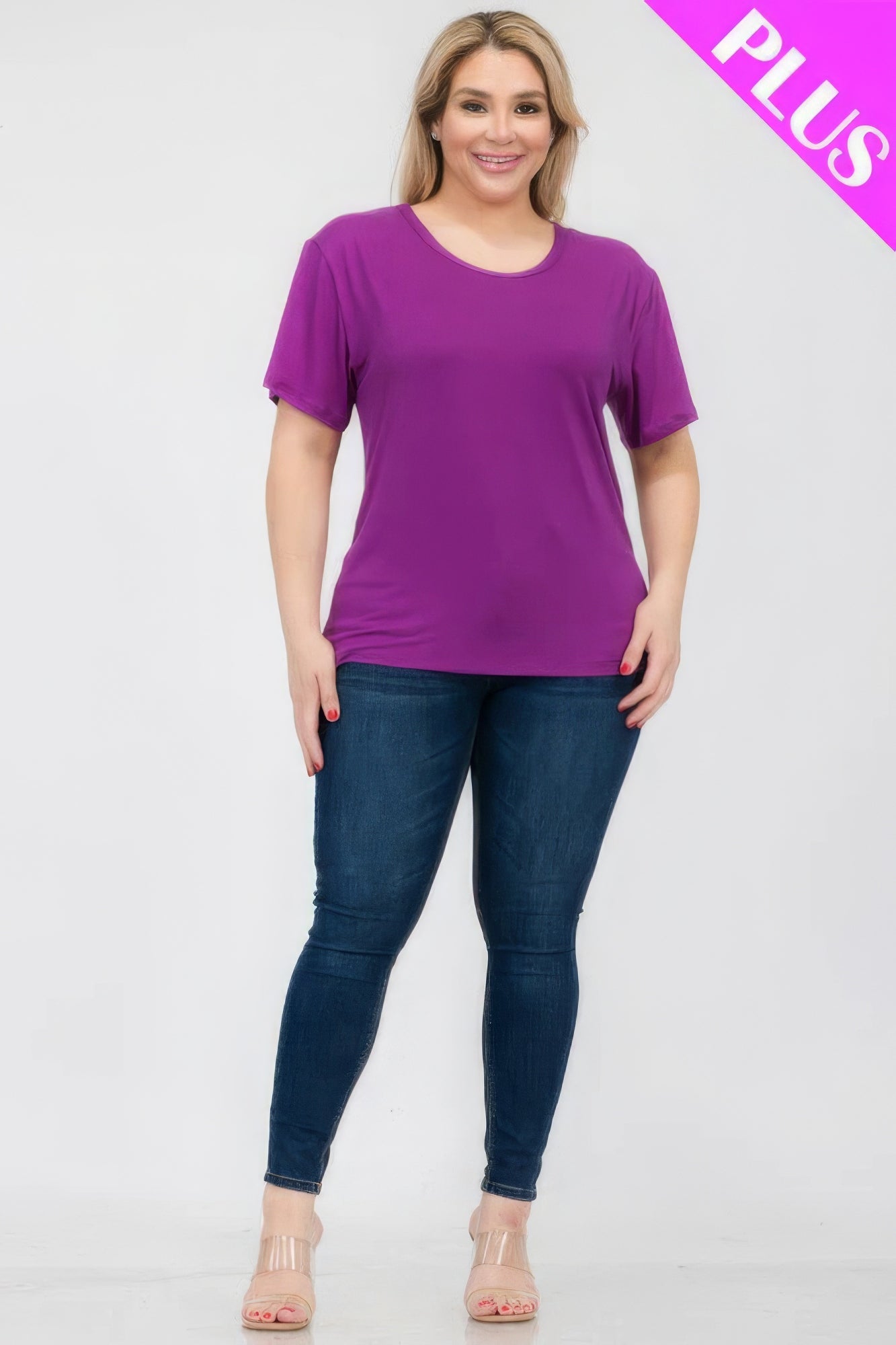 Plus Size Basic Short Sleeve T-shirt  Shop One Place