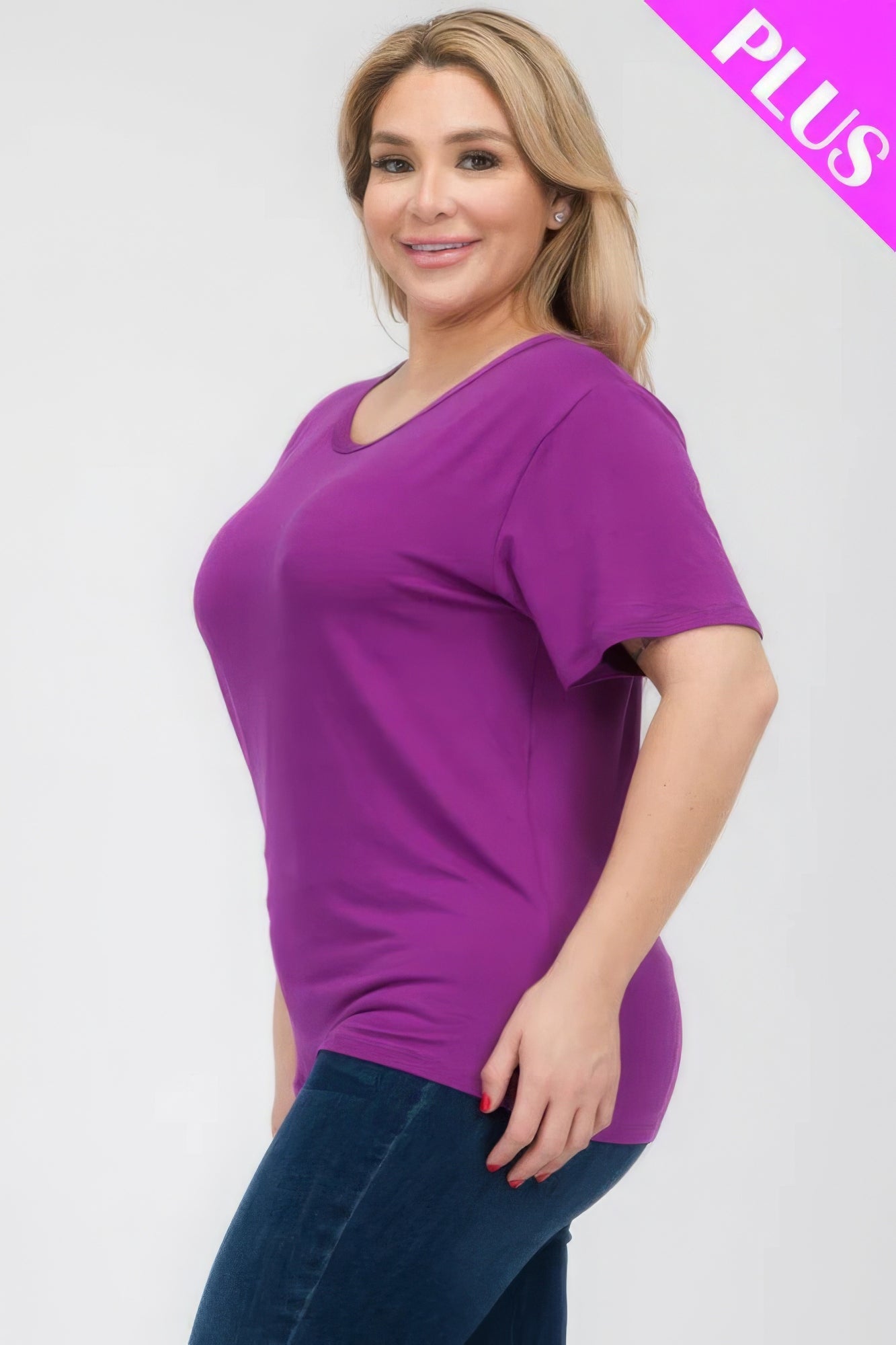 Plus Size Basic Short Sleeve T-shirt  Shop One Place