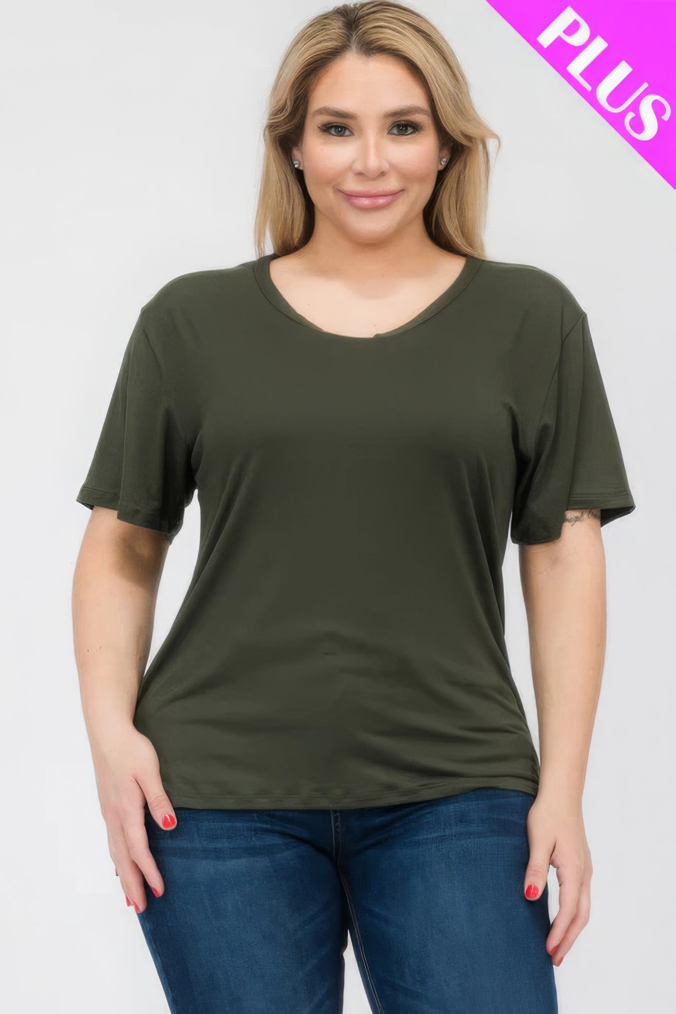 Plus Size Basic Short Sleeve T-shirt  Shop One Place