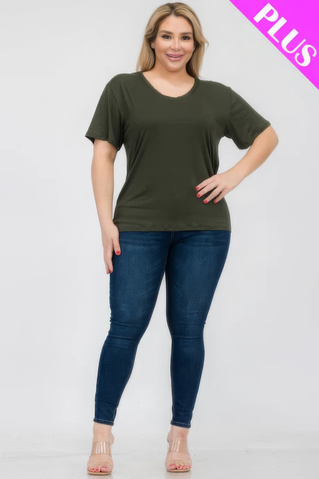 Plus Size Basic Short Sleeve T-shirt  Shop One Place