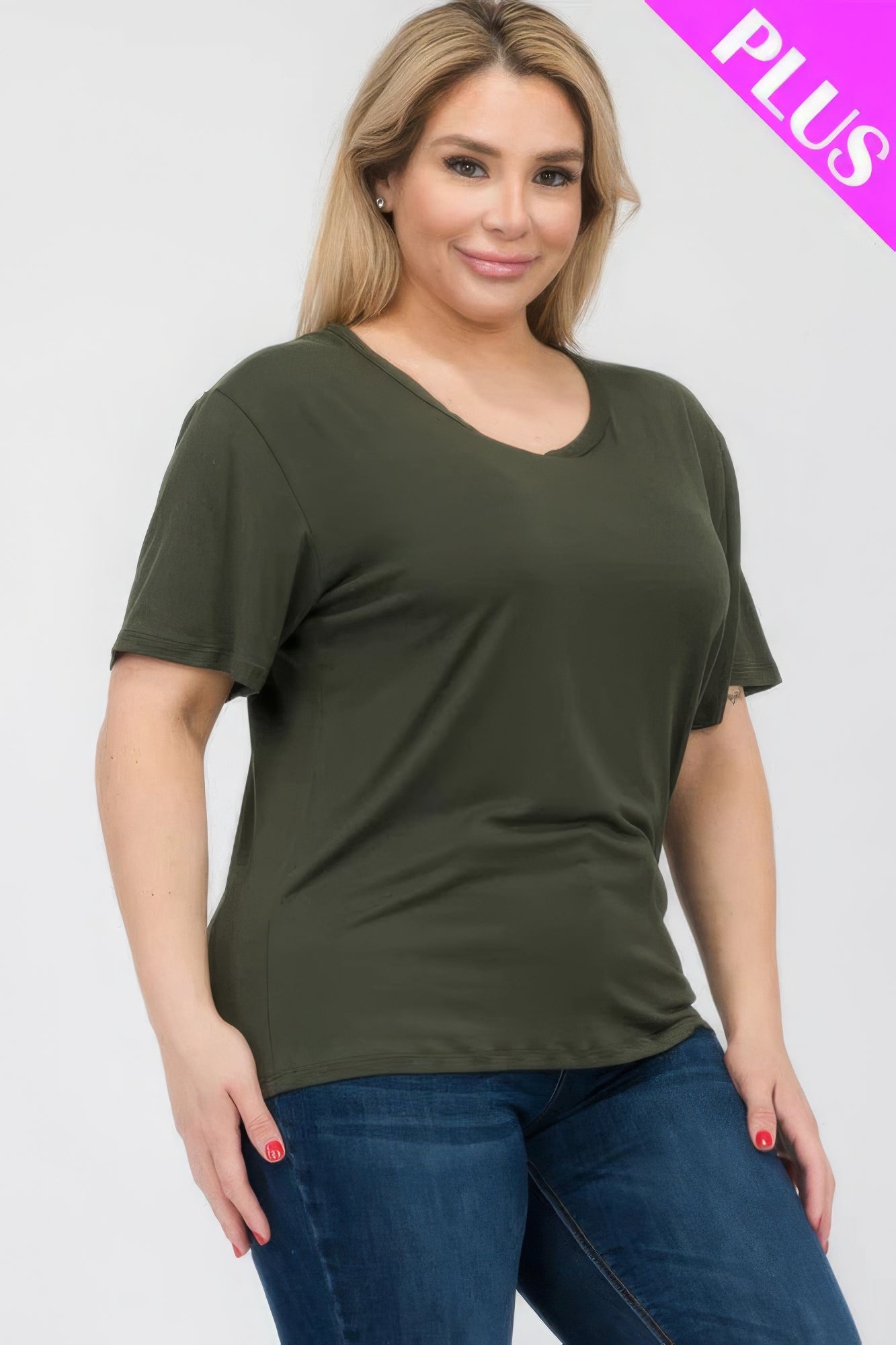 Plus Size Basic Short Sleeve T-shirt  Shop One Place