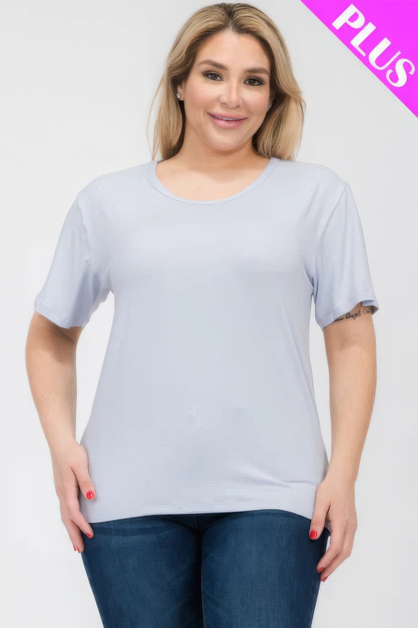 Plus Size Basic Short Sleeve T-shirt  Shop One Place