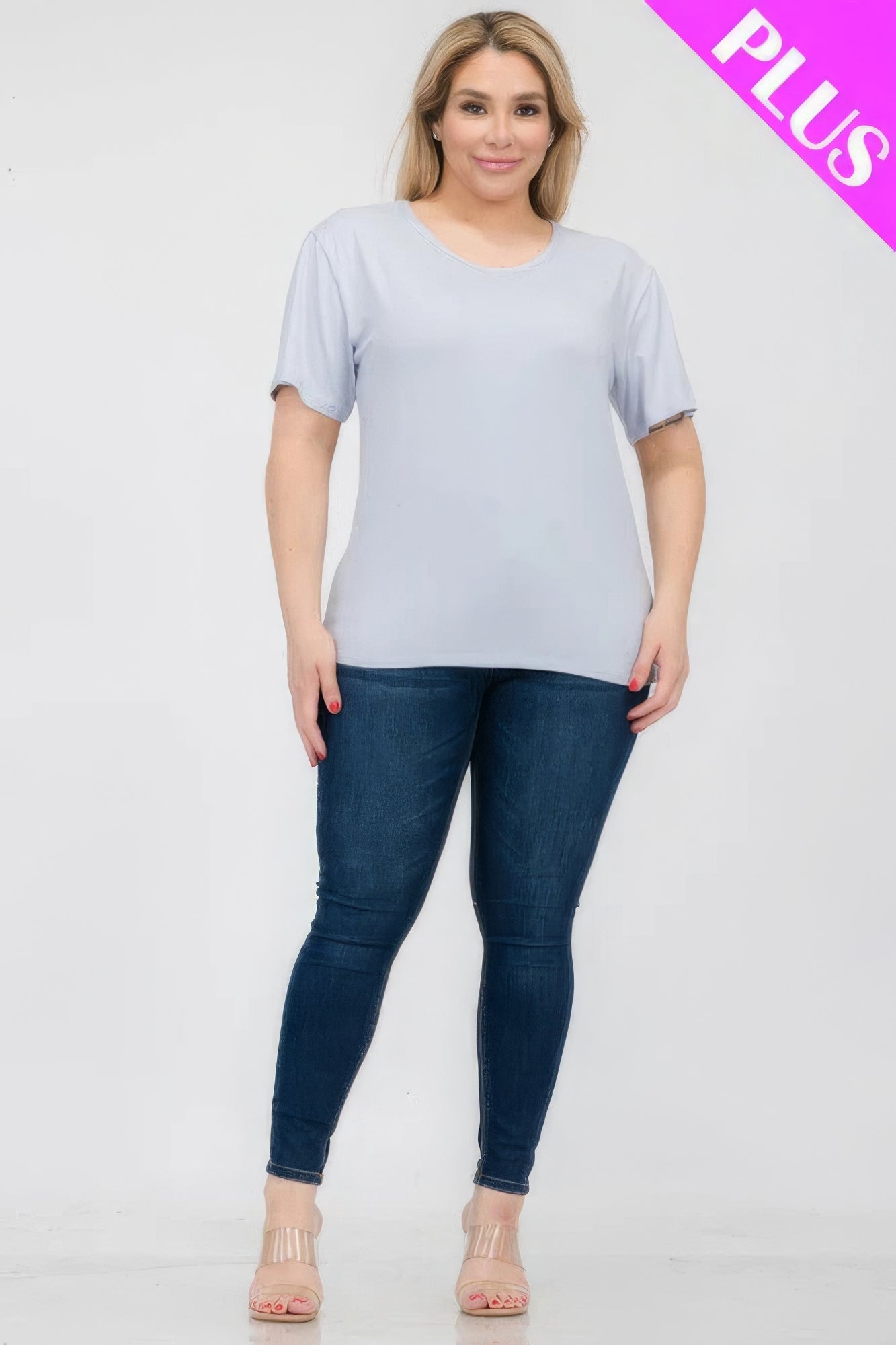 Plus Size Basic Short Sleeve T-shirt  Shop One Place