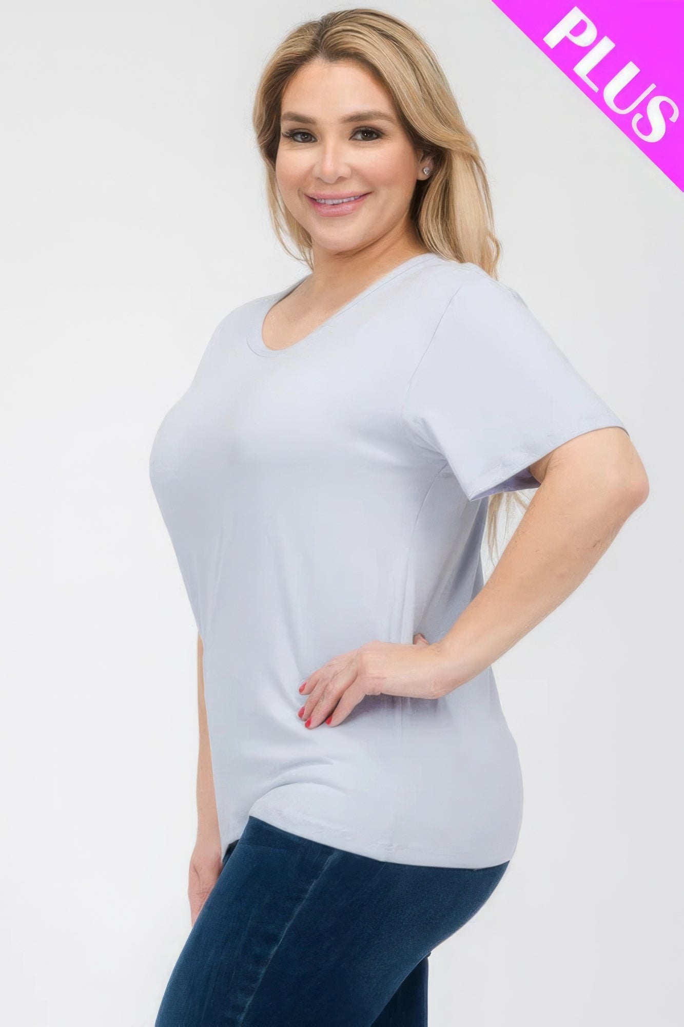 Plus Size Basic Short Sleeve T-shirt  Shop One Place