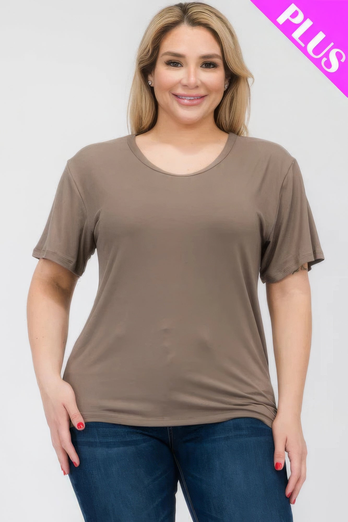 Plus Size Basic Short Sleeve T-shirt  Shop One Place