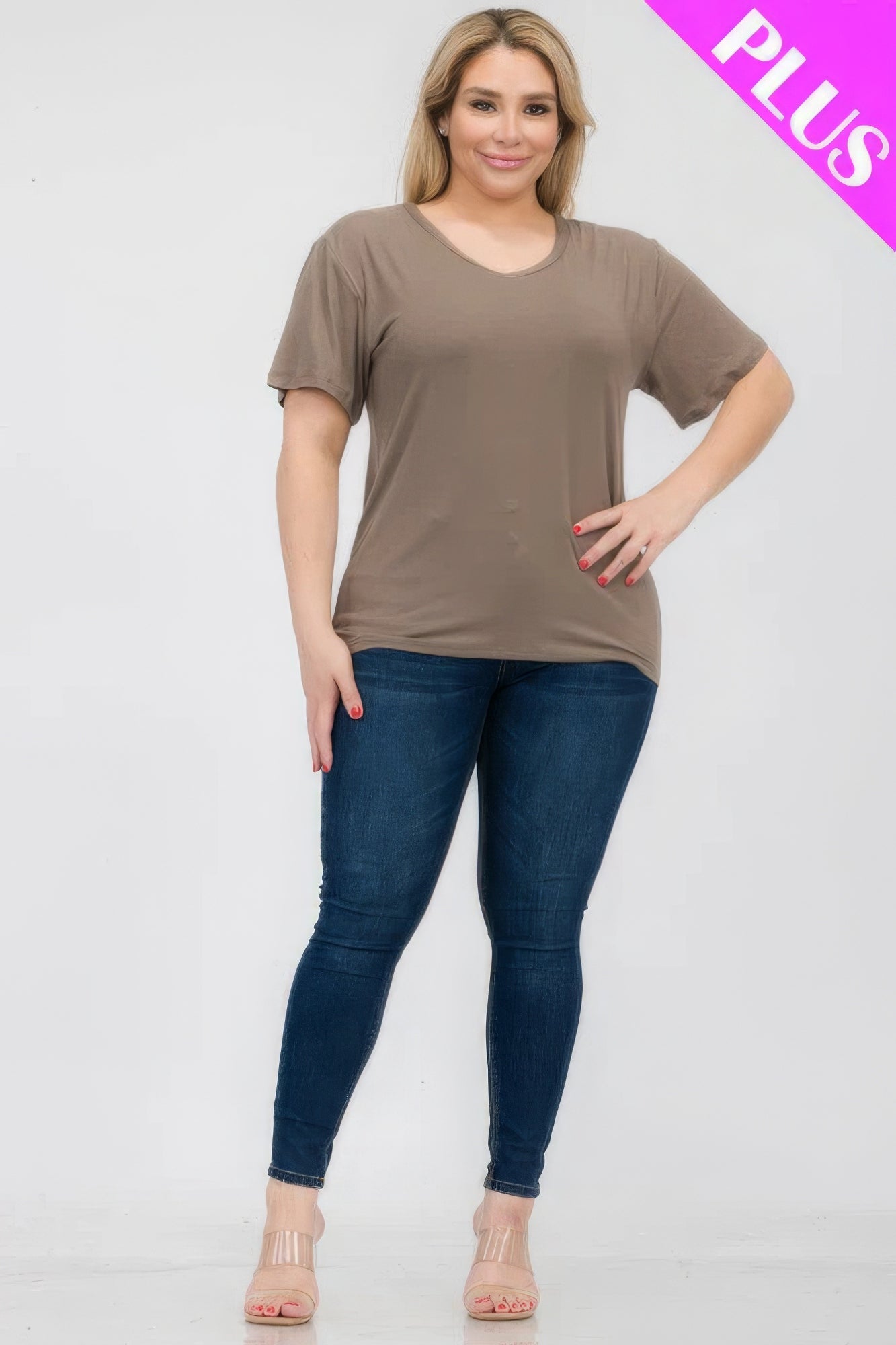 Plus Size Basic Short Sleeve T-shirt  Shop One Place