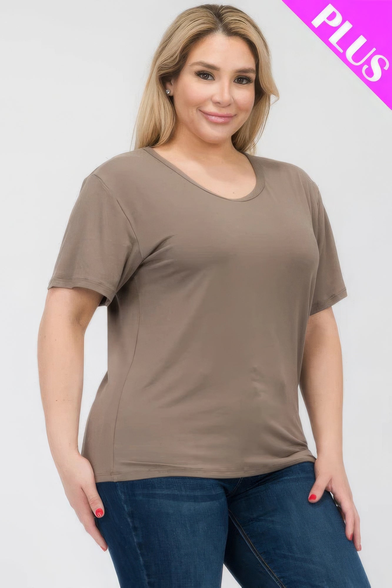 Plus Size Basic Short Sleeve T-shirt  Shop One Place
