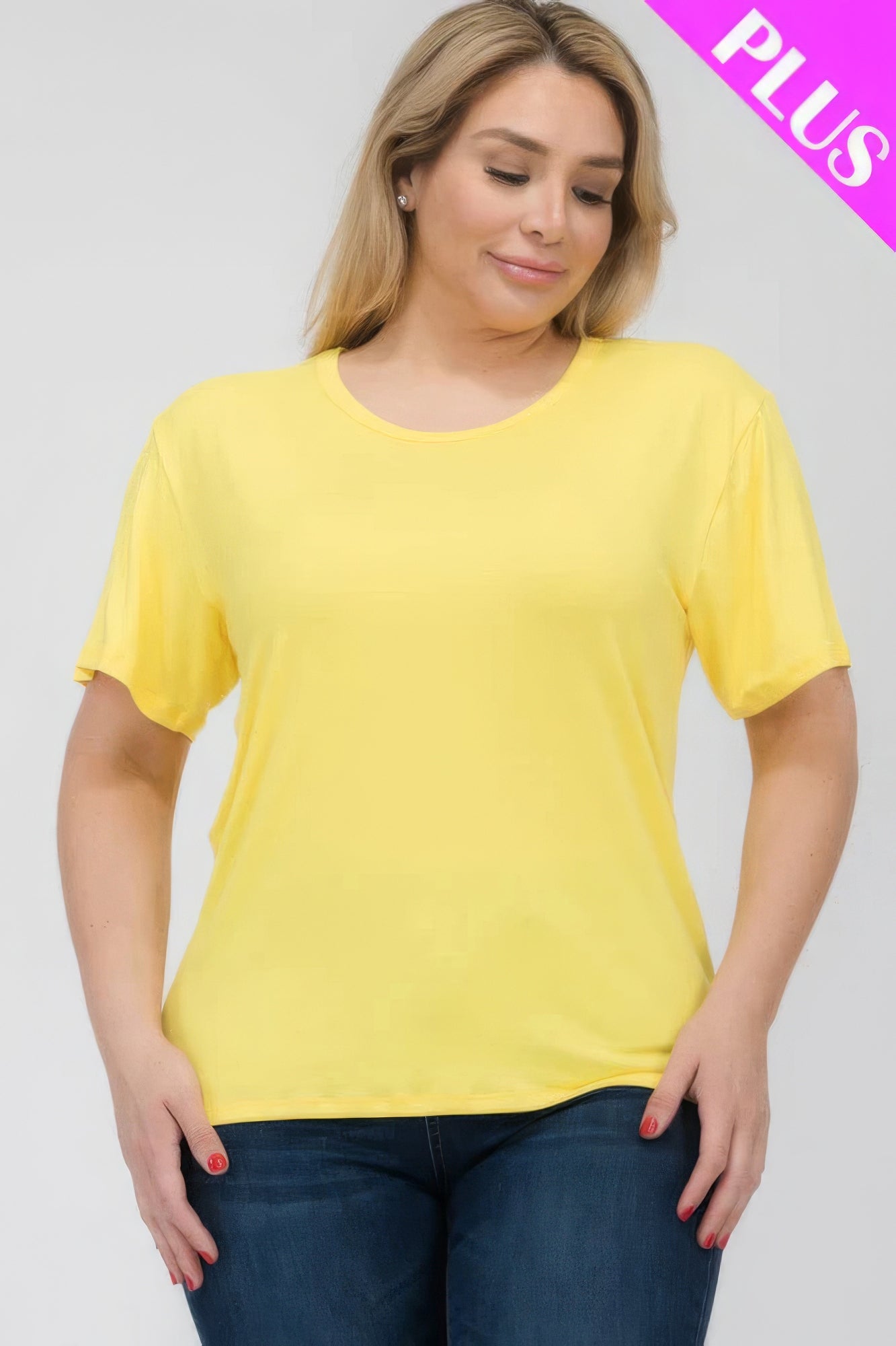 Plus Size Basic Short Sleeve T-shirt  Shop One Place