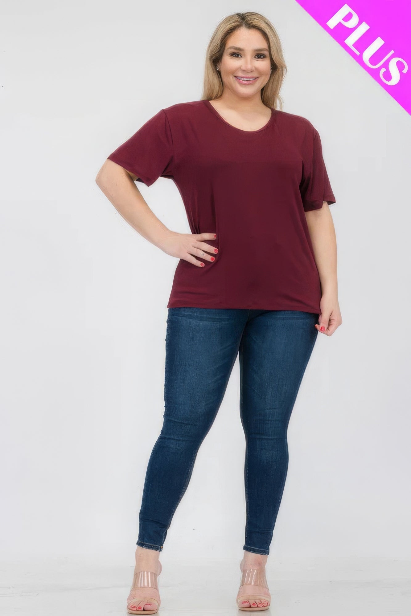 Plus Size Basic Short Sleeve T-shirt  Shop One Place
